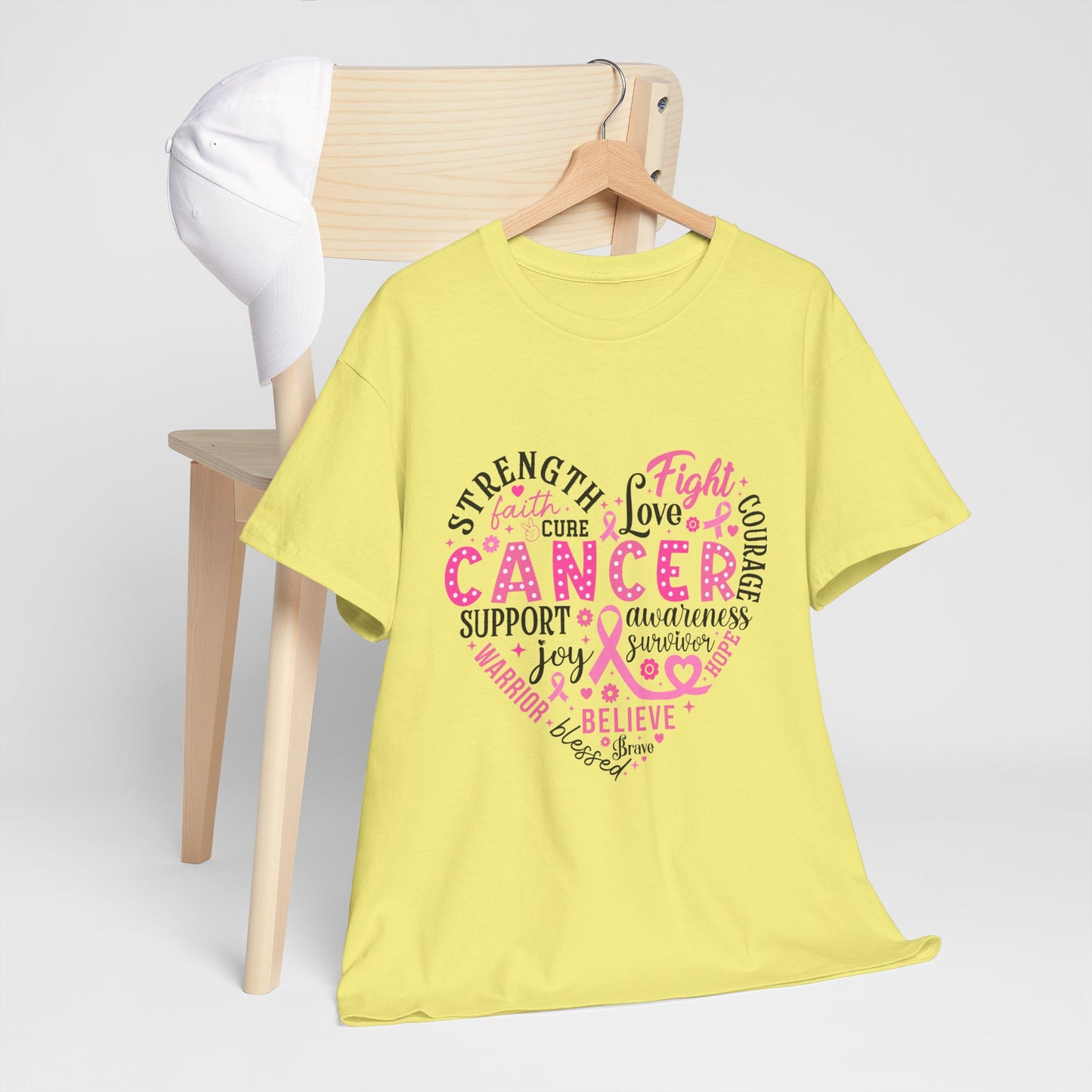 Breast Cancer Awareness Black Lettering Unisex Heavy Cotton Tee