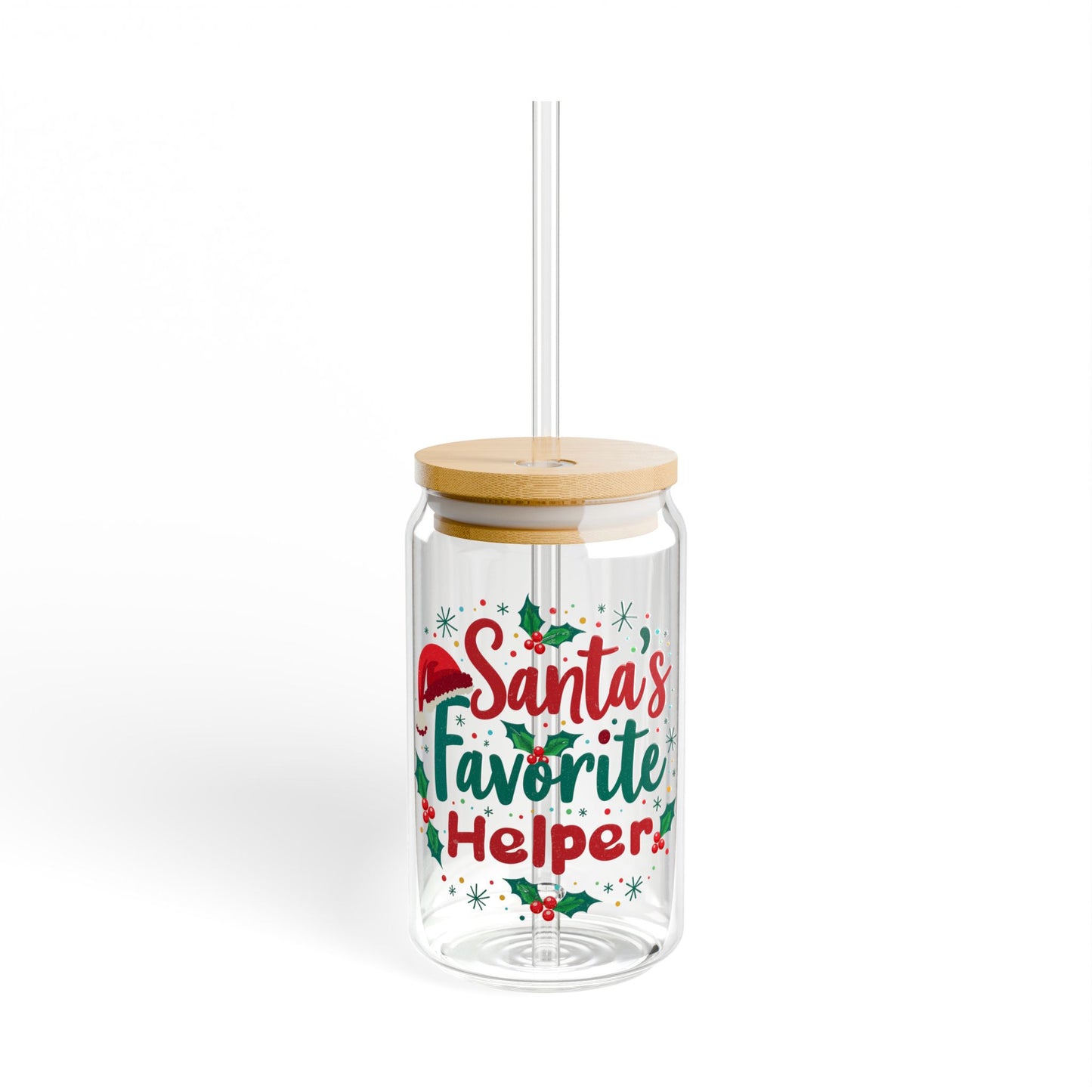 Santa's Favorite Helper Christmas Sipper Glass