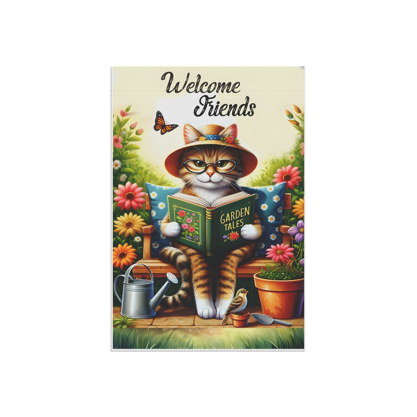 Cat Welcome Friends Garden & House Banner - Style 2