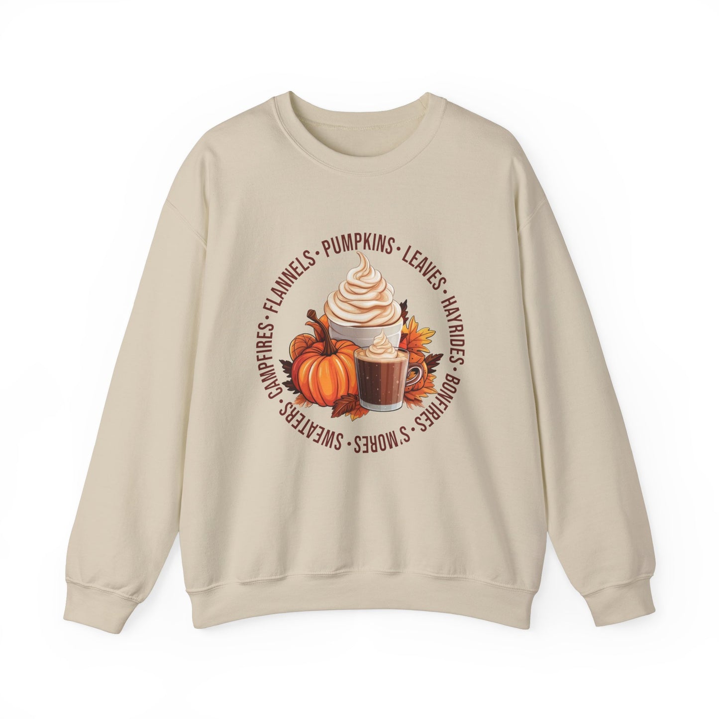 Fall Favorites Campfires Pumpkins Flannels Unisex Heavy Blend™ Crewneck Sweatshirt