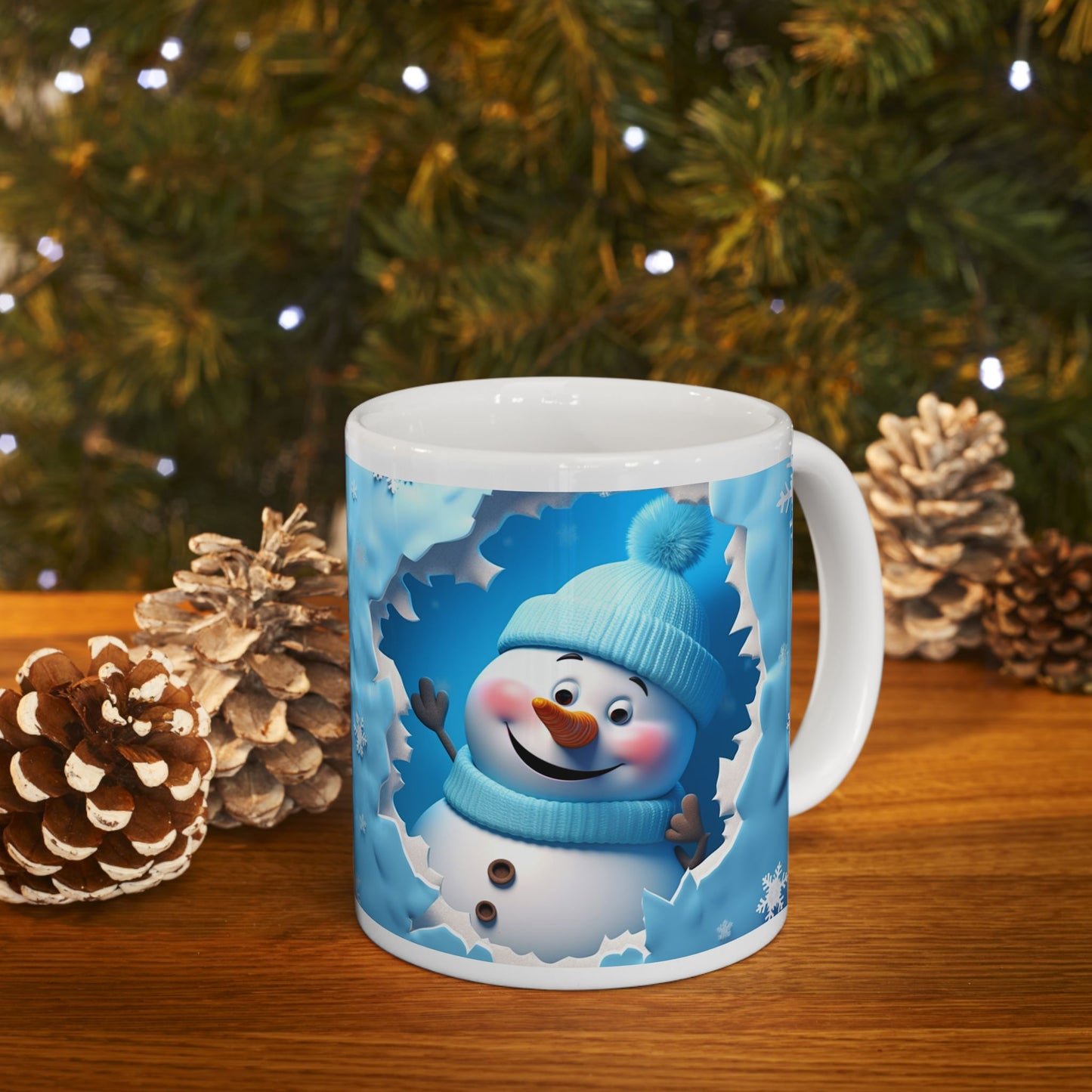 Blue Snowman Ceramic Mug