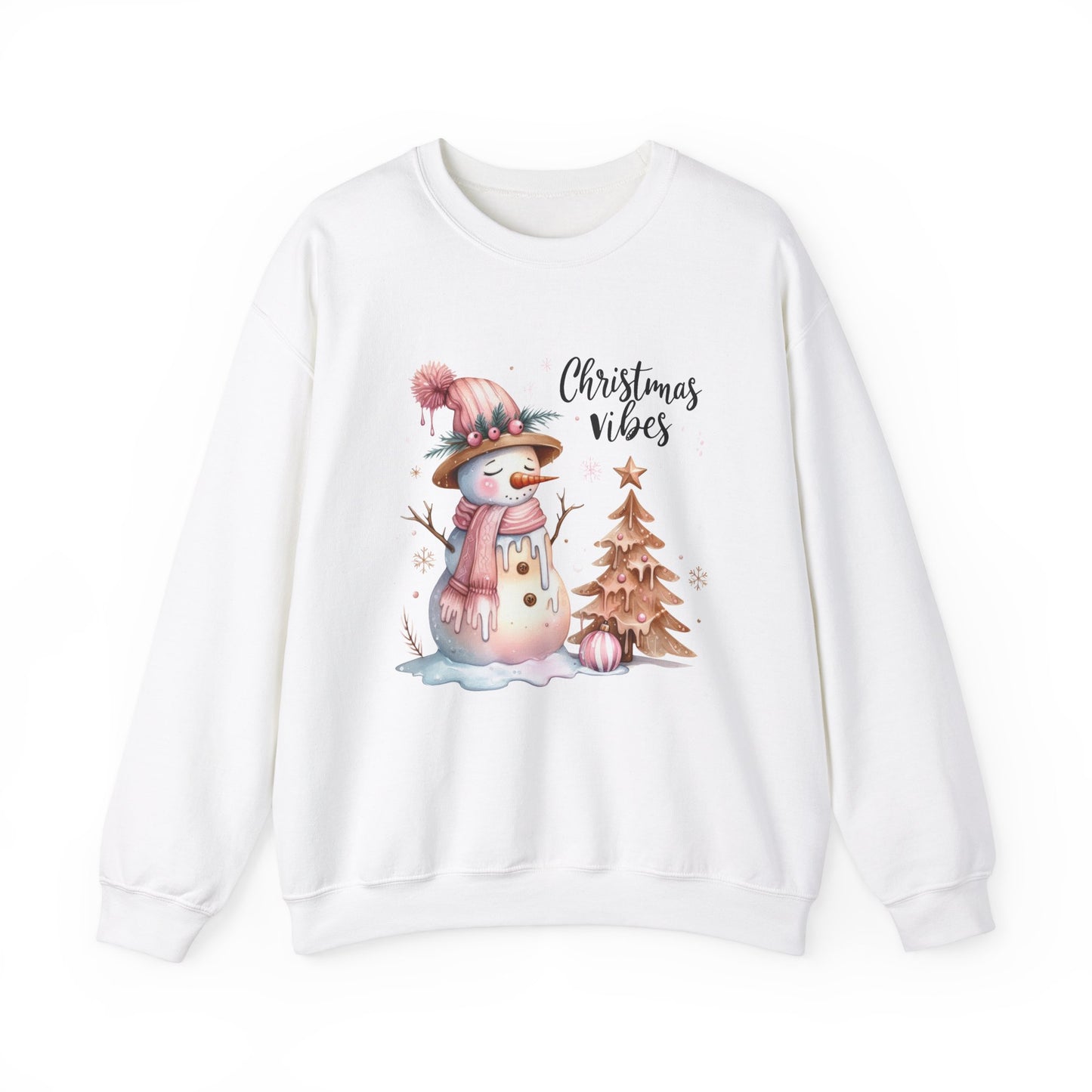 Snowman Pink Christmas Vibes Sweatshirt