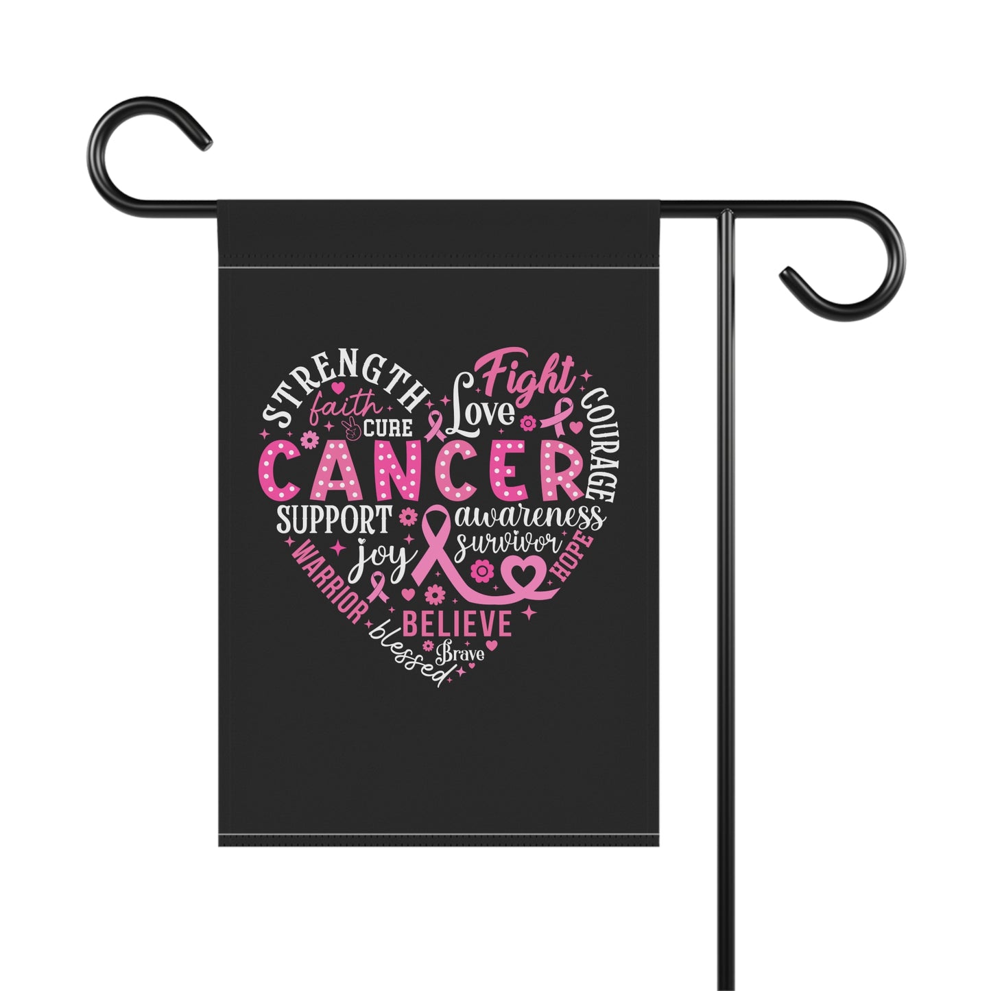 Breast Cancer Awareness Garden & House Banner - Black