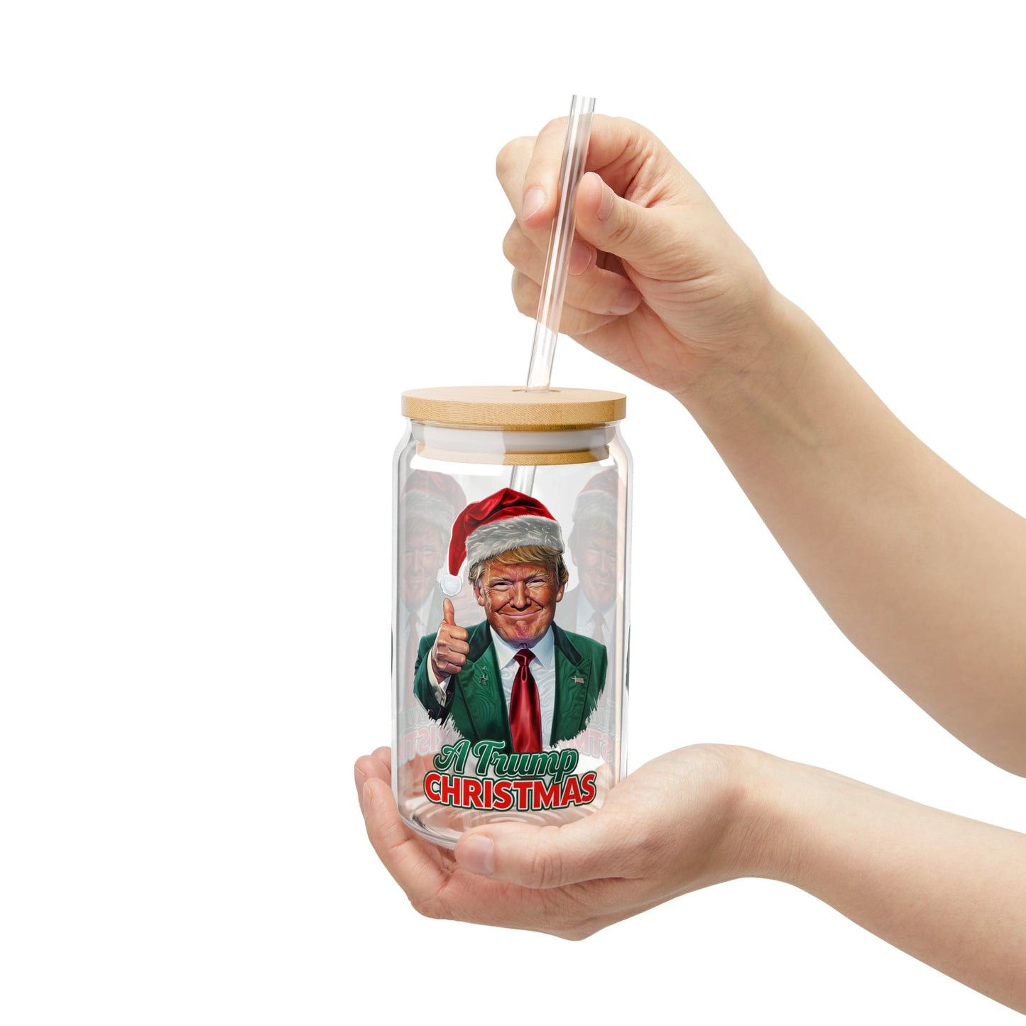 Donald Trump Christmas Sipper Glass