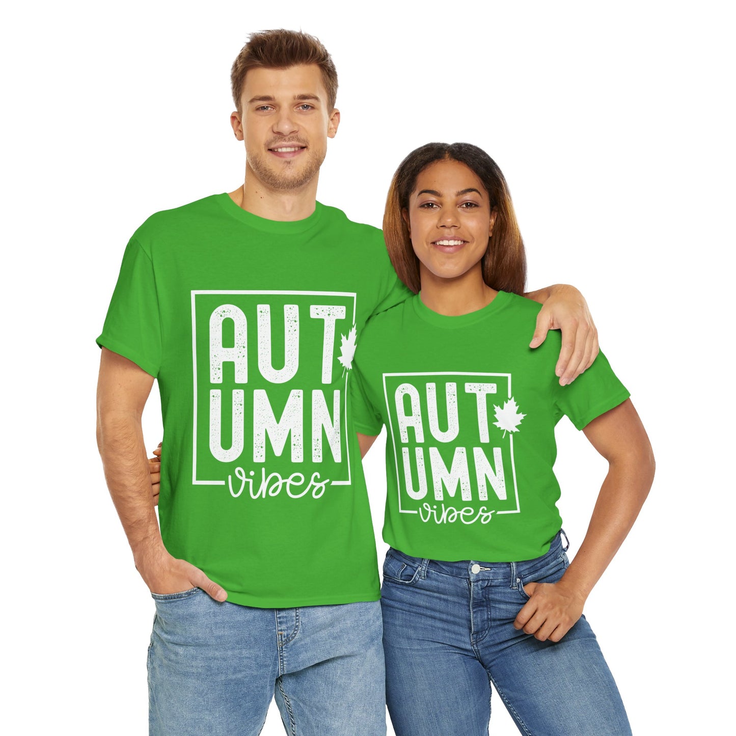 Autumn Vibes White Lettering Unisex Heavy Cotton Tee