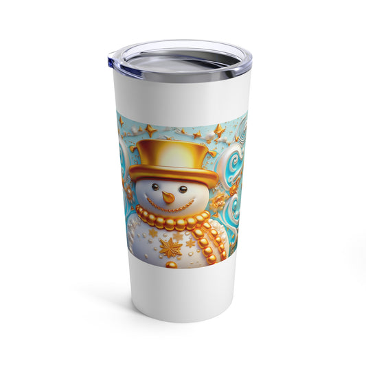 Gold Snowman Tumbler 20oz