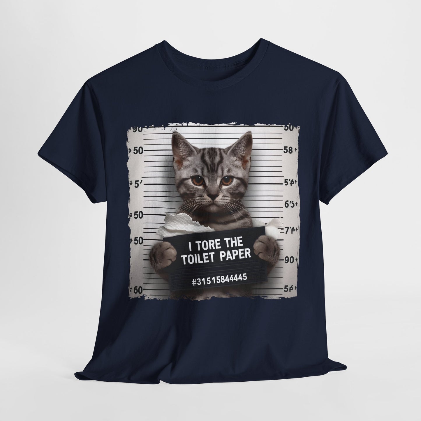 I Tore The Toilet Paper Funny Cat Heavy Cotton Tee