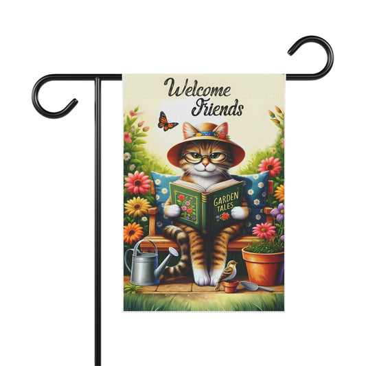 Cat Welcome Friends Garden & House Banner - Style 2