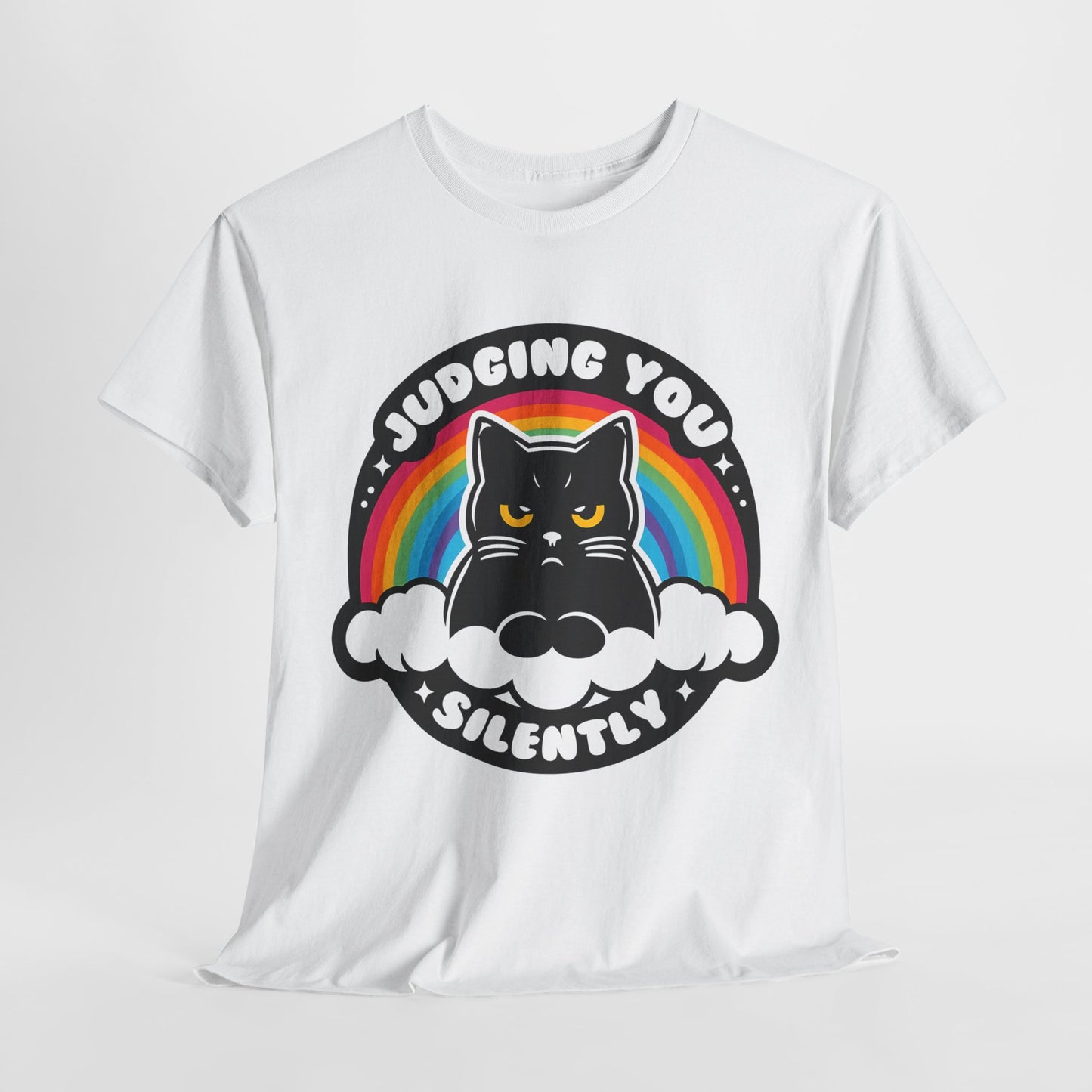 Judging You Silently Funny Cat Heavy Cotton Tee