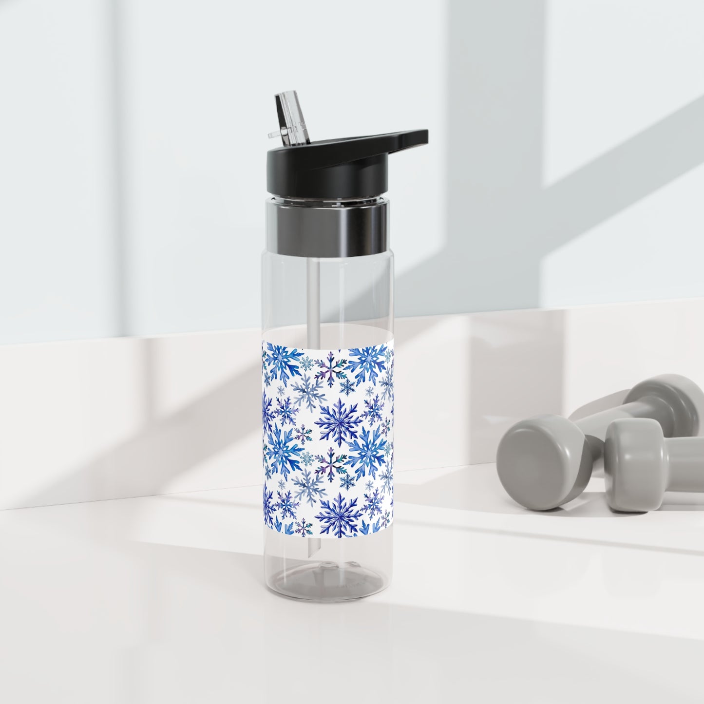 Blue Winter Snowflakes Sport Water Bottle