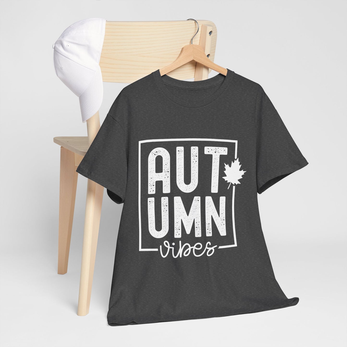 Autumn Vibes White Lettering Unisex Heavy Cotton Tee