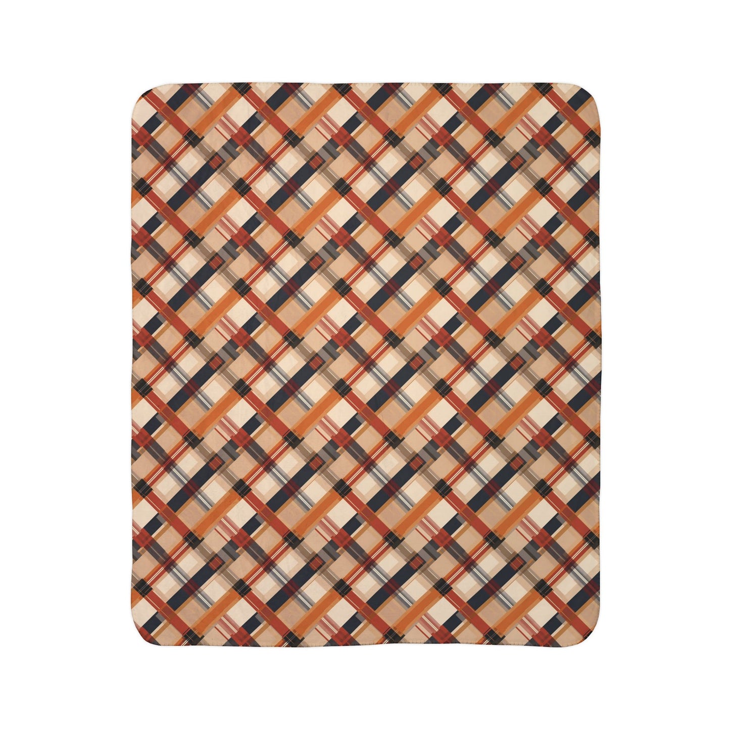 Autumn Plaid 3 Fleece Sherpa Blanket