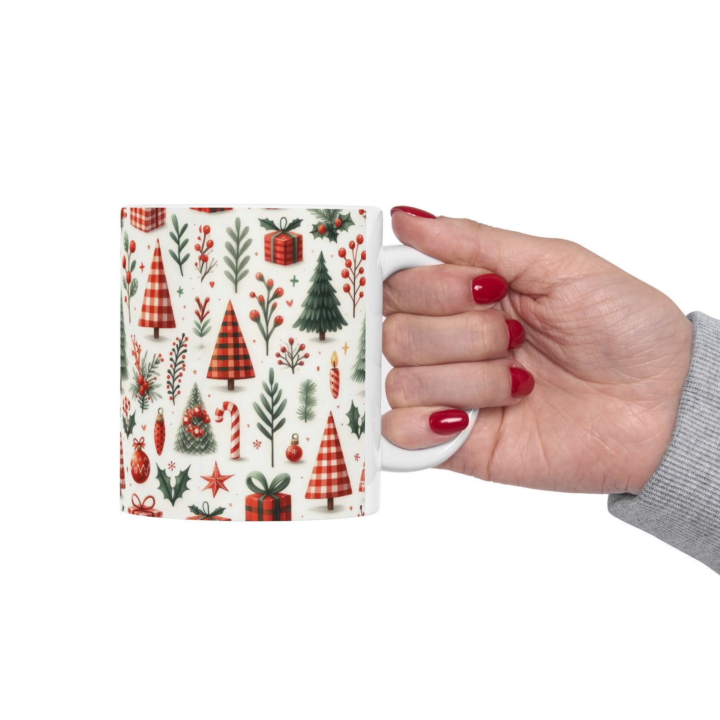 Gingham Christmas Ceramic Mug