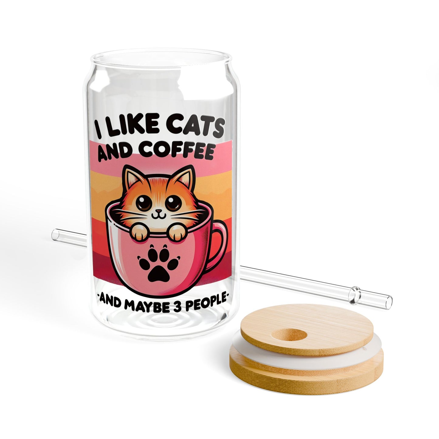 I Like Cats and Coffee Sipper Glass