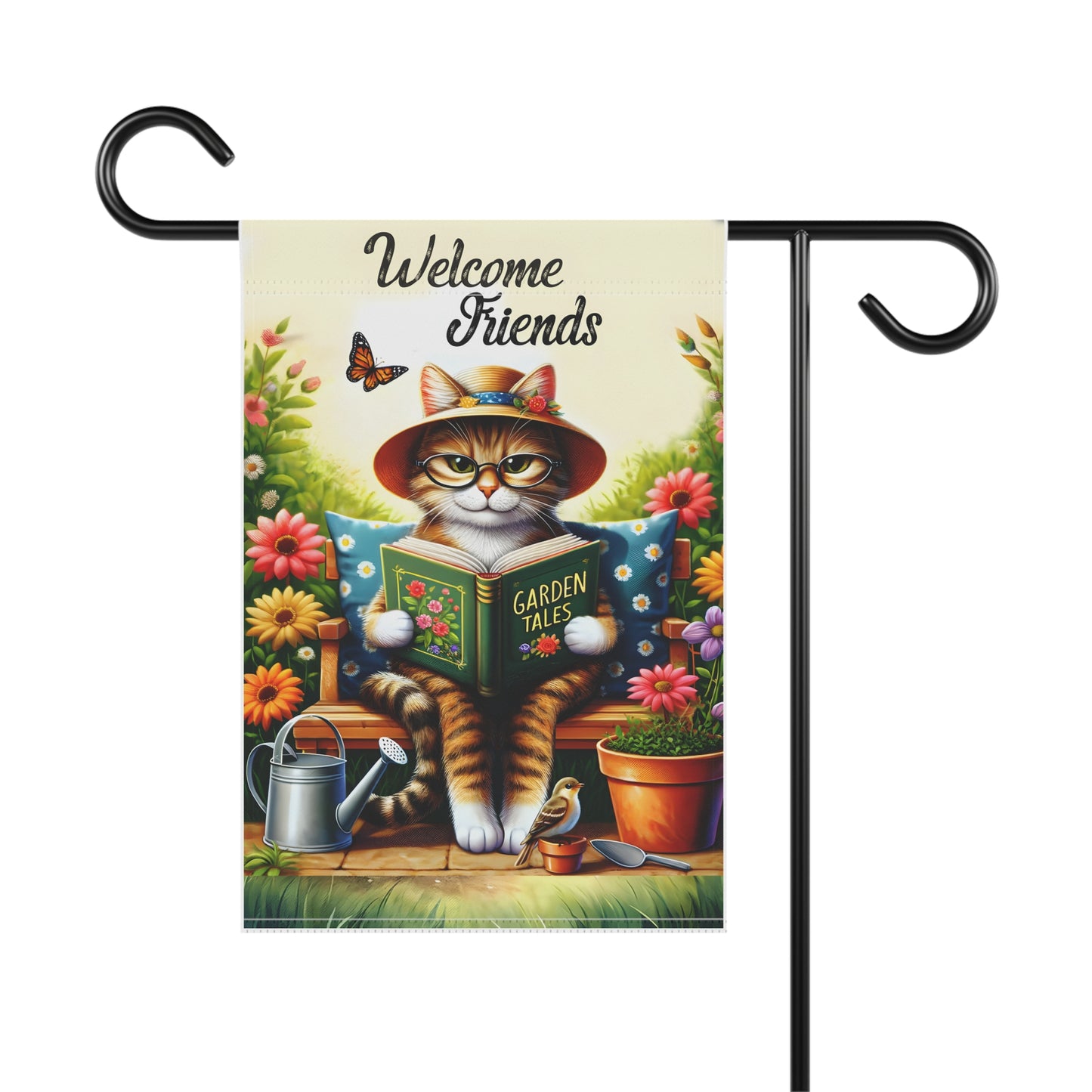 Cat Welcome Friends Garden & House Banner - Style 2