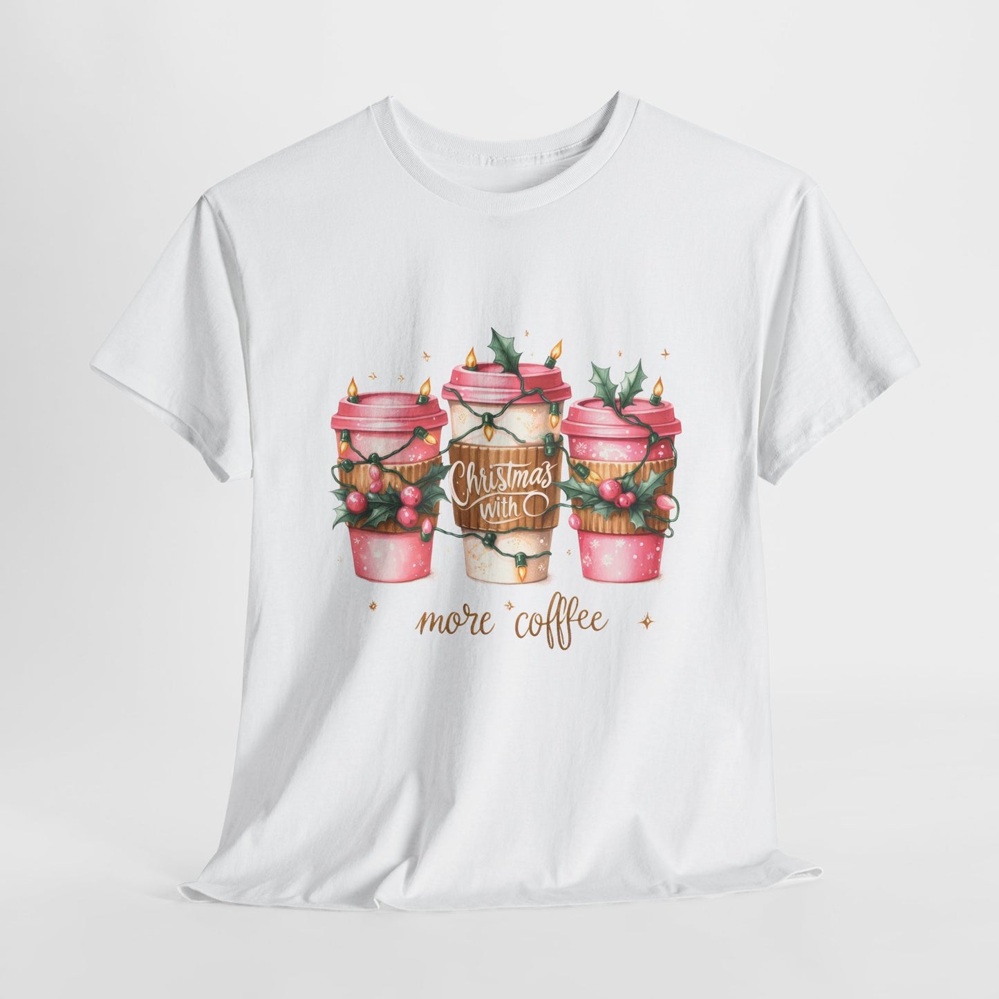 Christmas Coffee Pink Christmas Heavy Cotton Tee