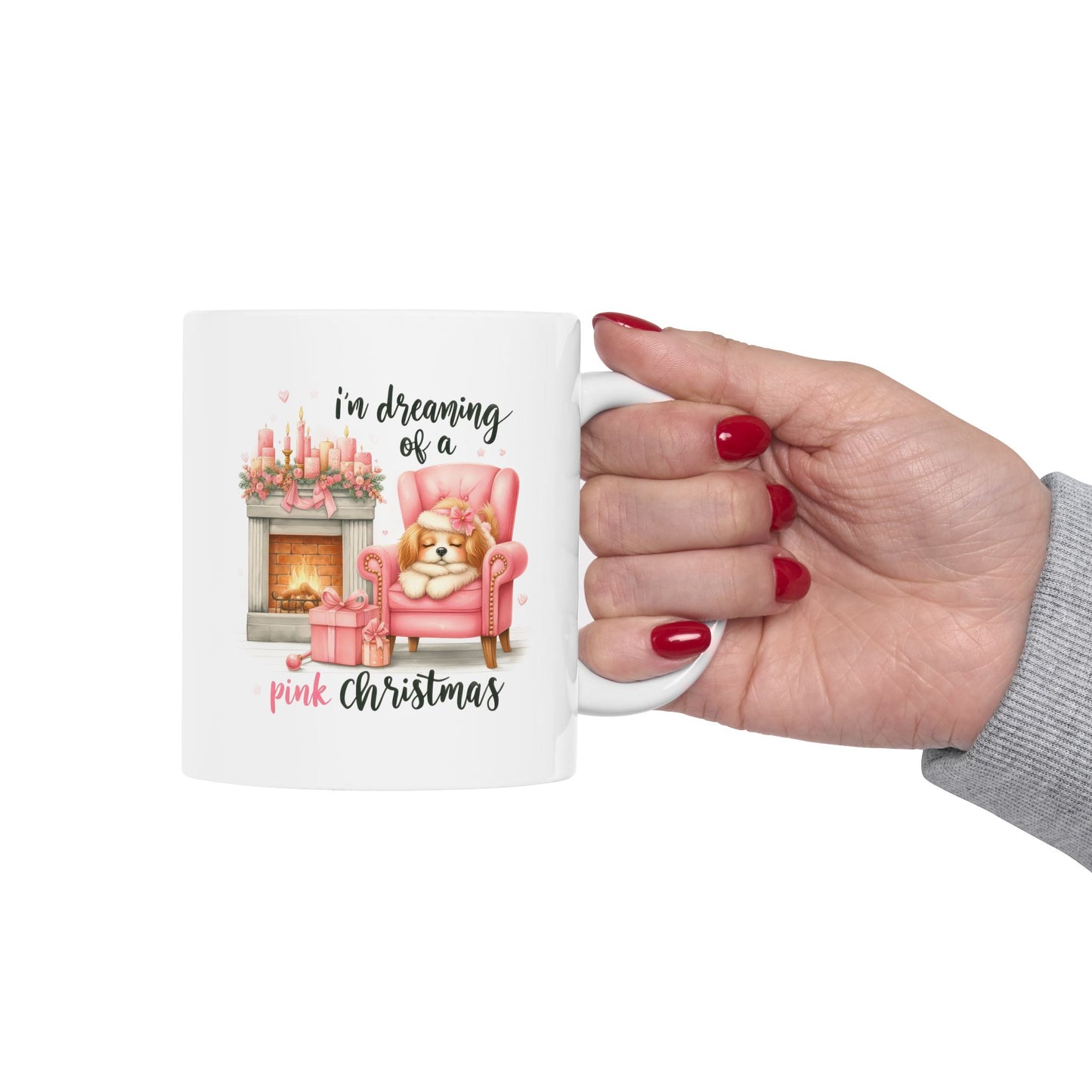 Dreaming Of A Pink Christmas Ceramic Mug