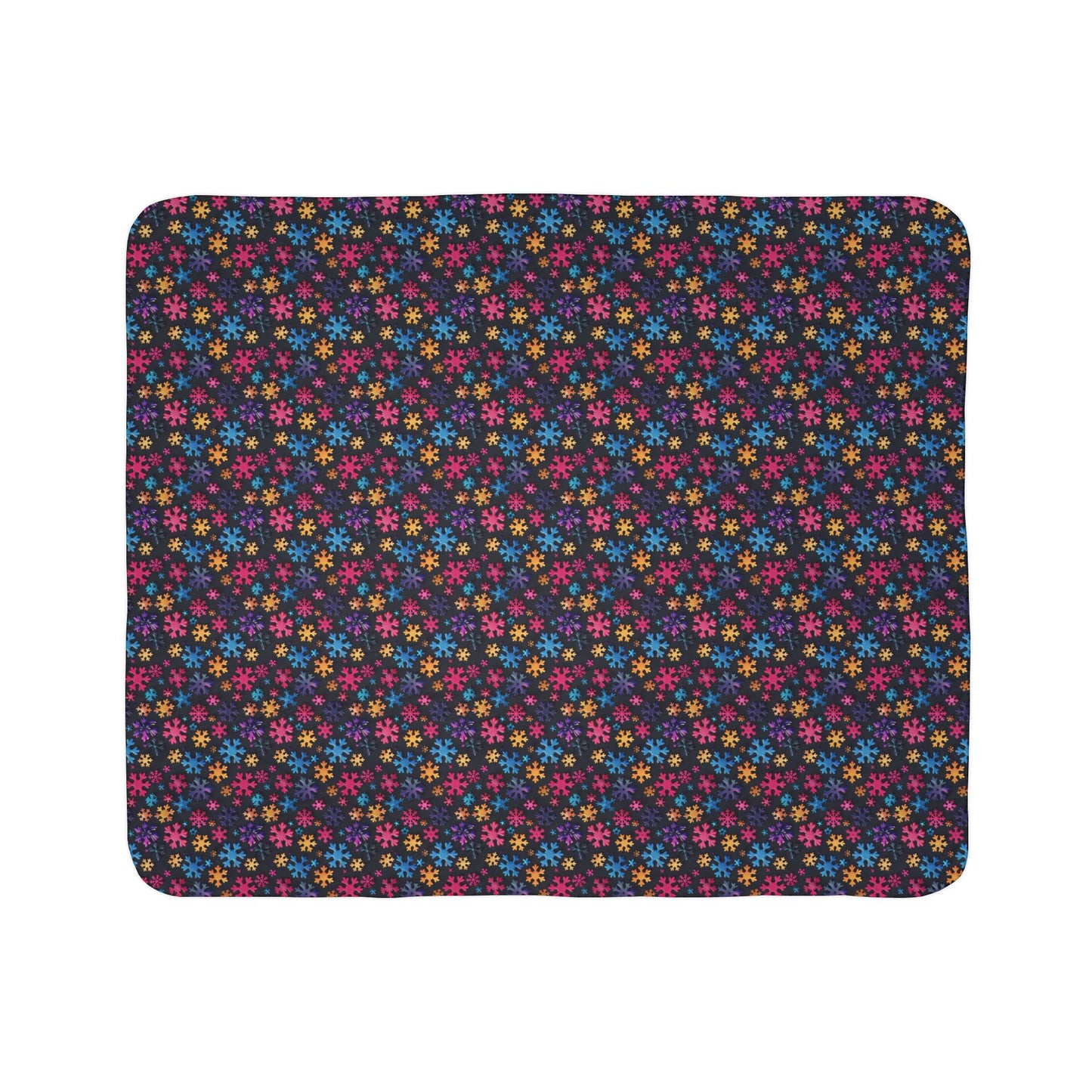 Colorful Snowflakes 3 Fleece Sherpa Blanket