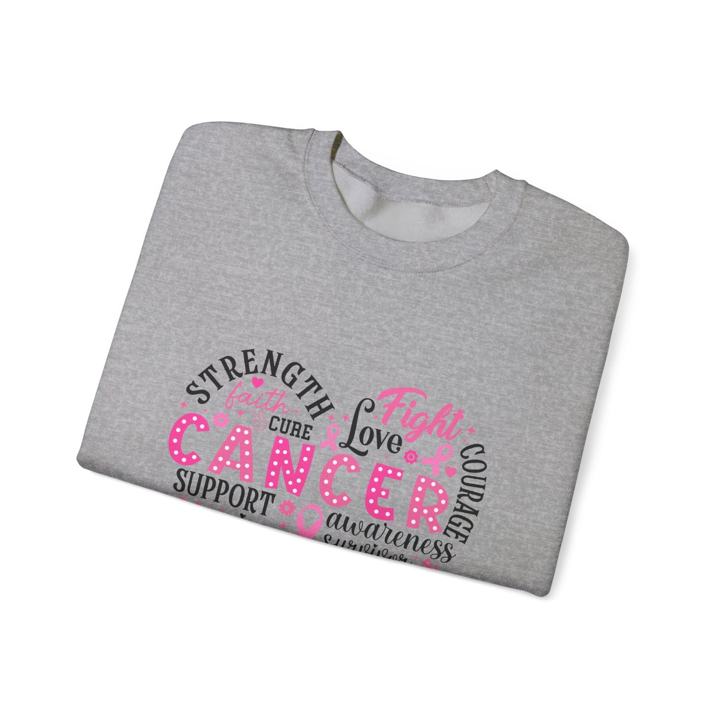 Breast Cancer Awareness Black Lettering Unisex Heavy Blend™ Crewneck Sweatshirt