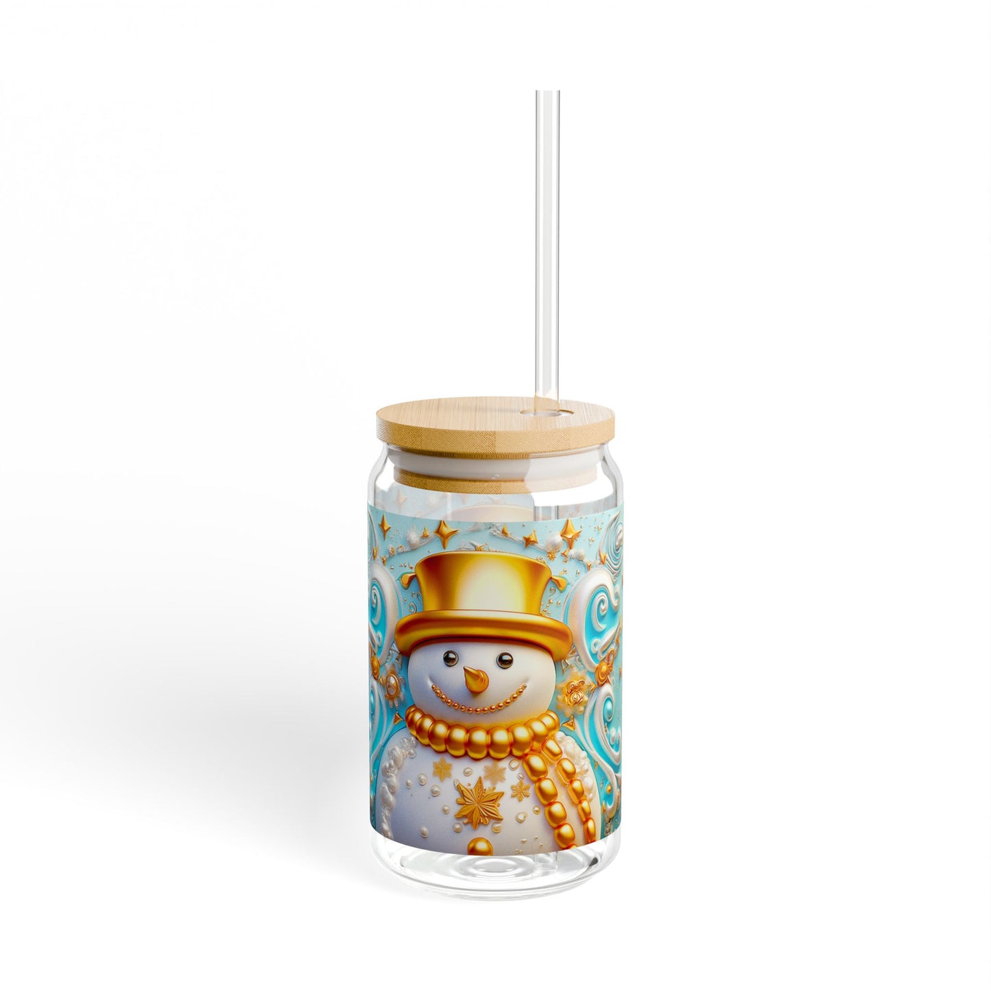 Gold Snowman Sipper Glass