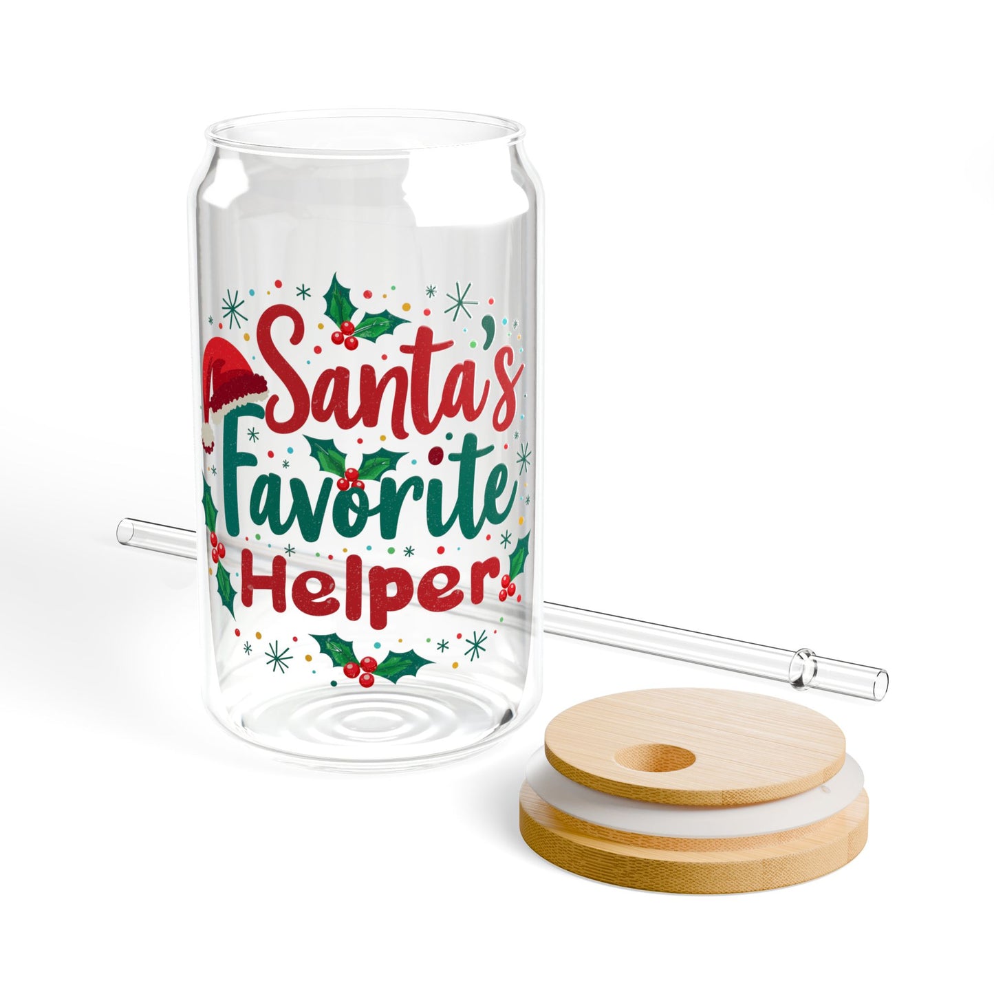 Santa's Favorite Helper Christmas Sipper Glass