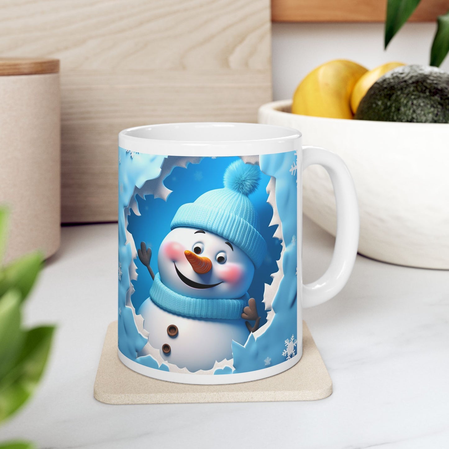 Blue Snowman Ceramic Mug