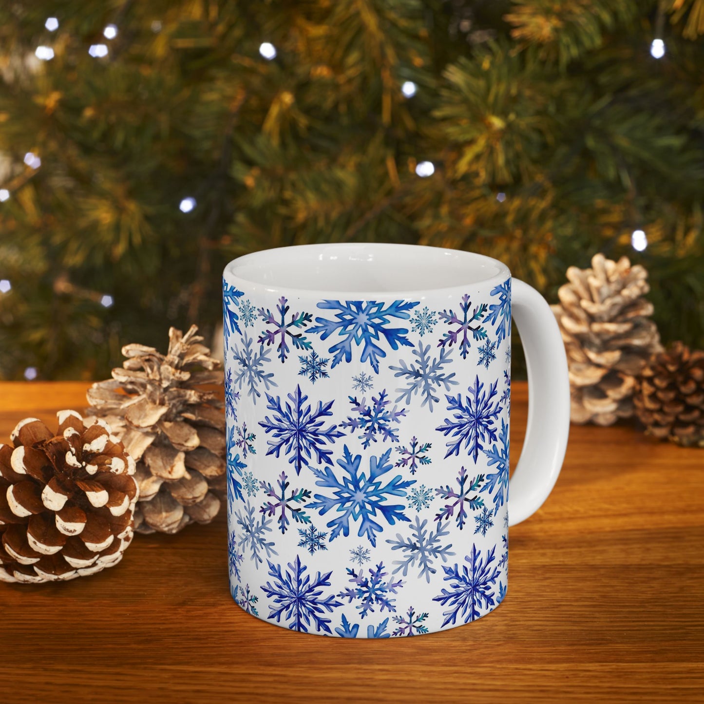 Blue Winter Snowflakes Mug