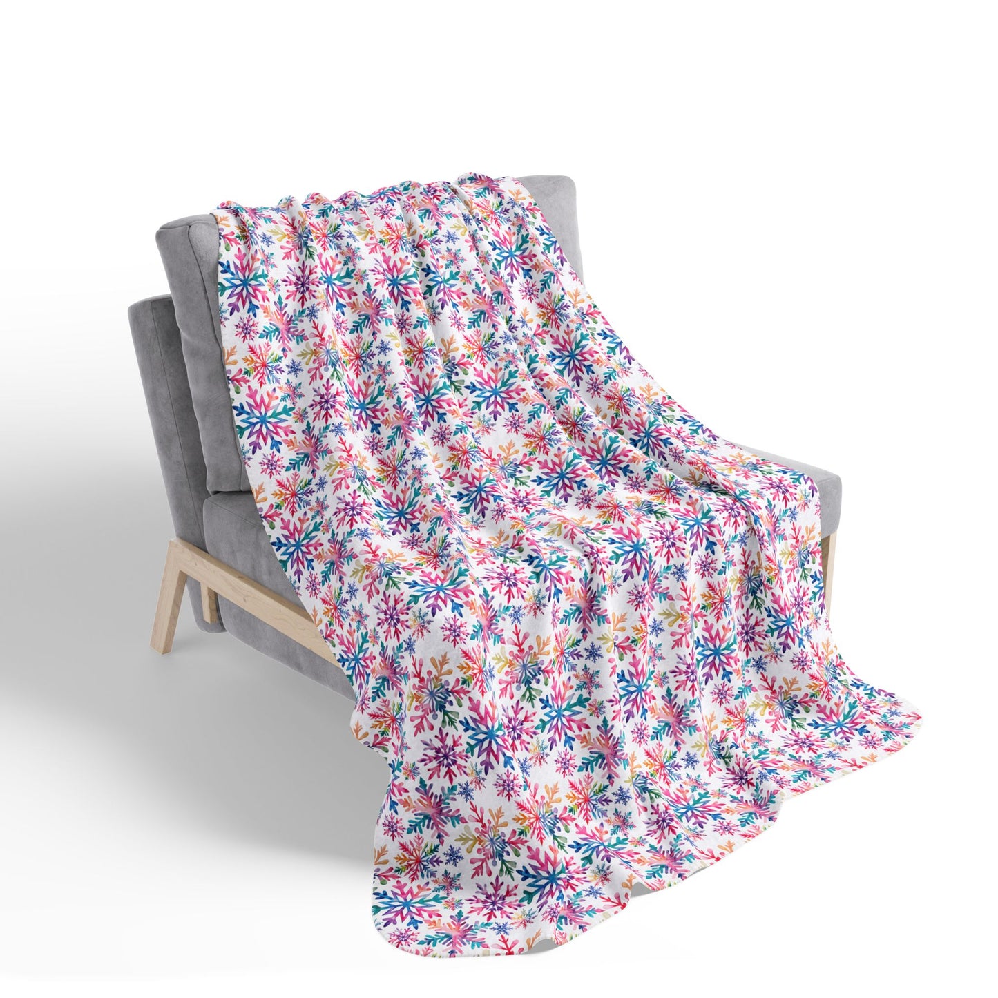 Colorful Winter Snowflakes Fleece Sherpa Blanket