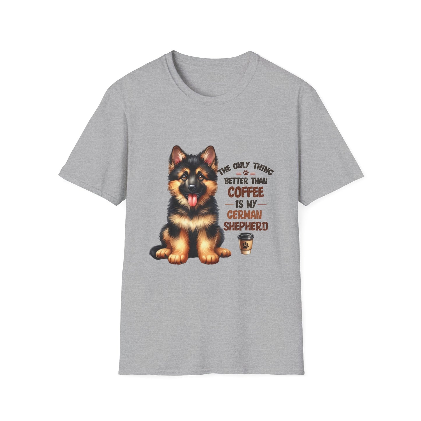 German Shepherd and Coffee Softstyle T-Shirt