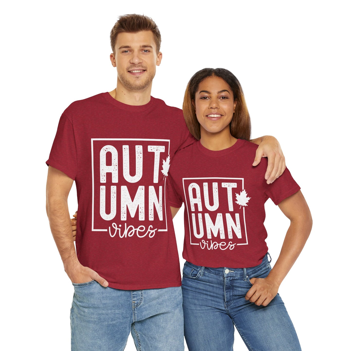 Autumn Vibes White Lettering Unisex Heavy Cotton Tee