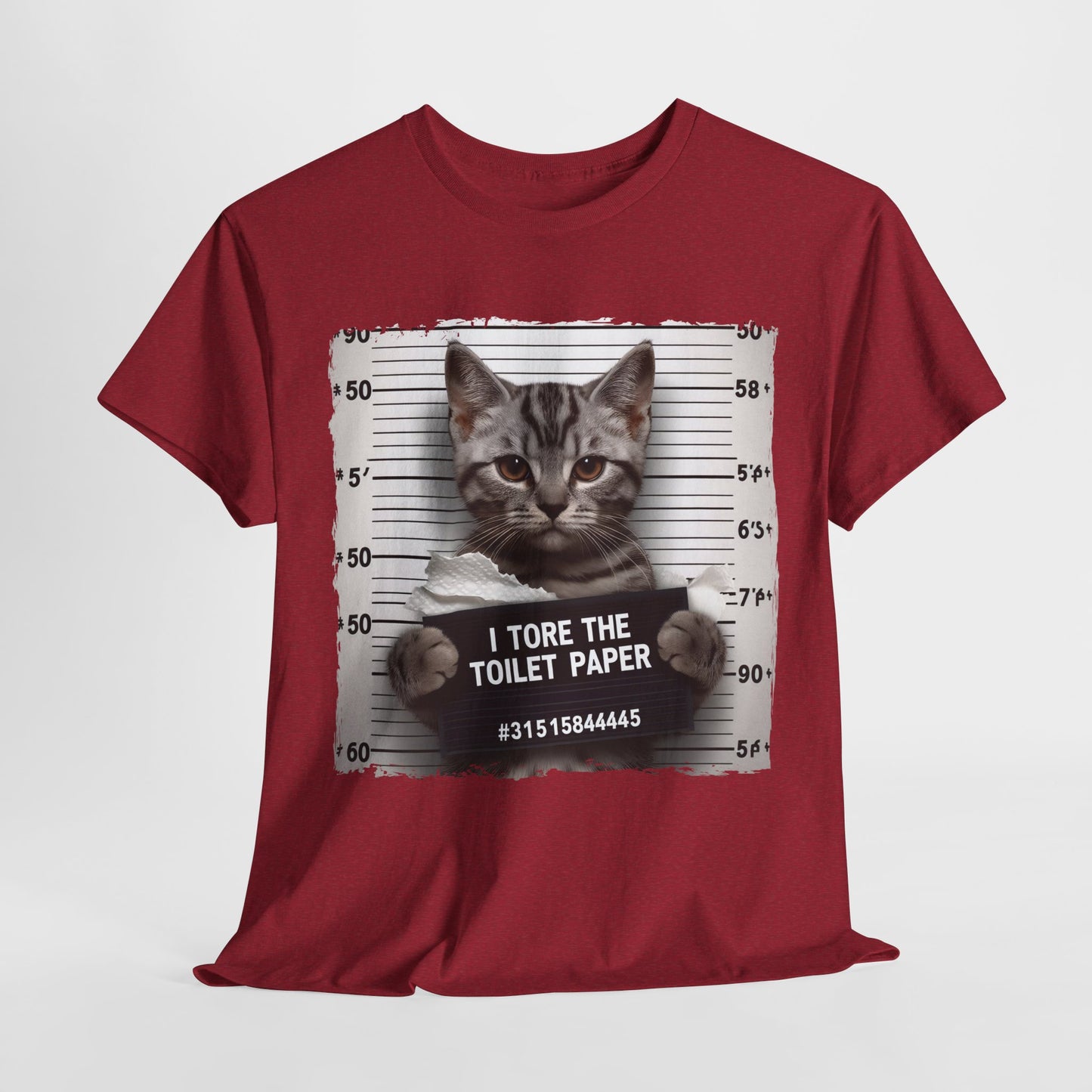 I Tore The Toilet Paper Funny Cat Heavy Cotton Tee