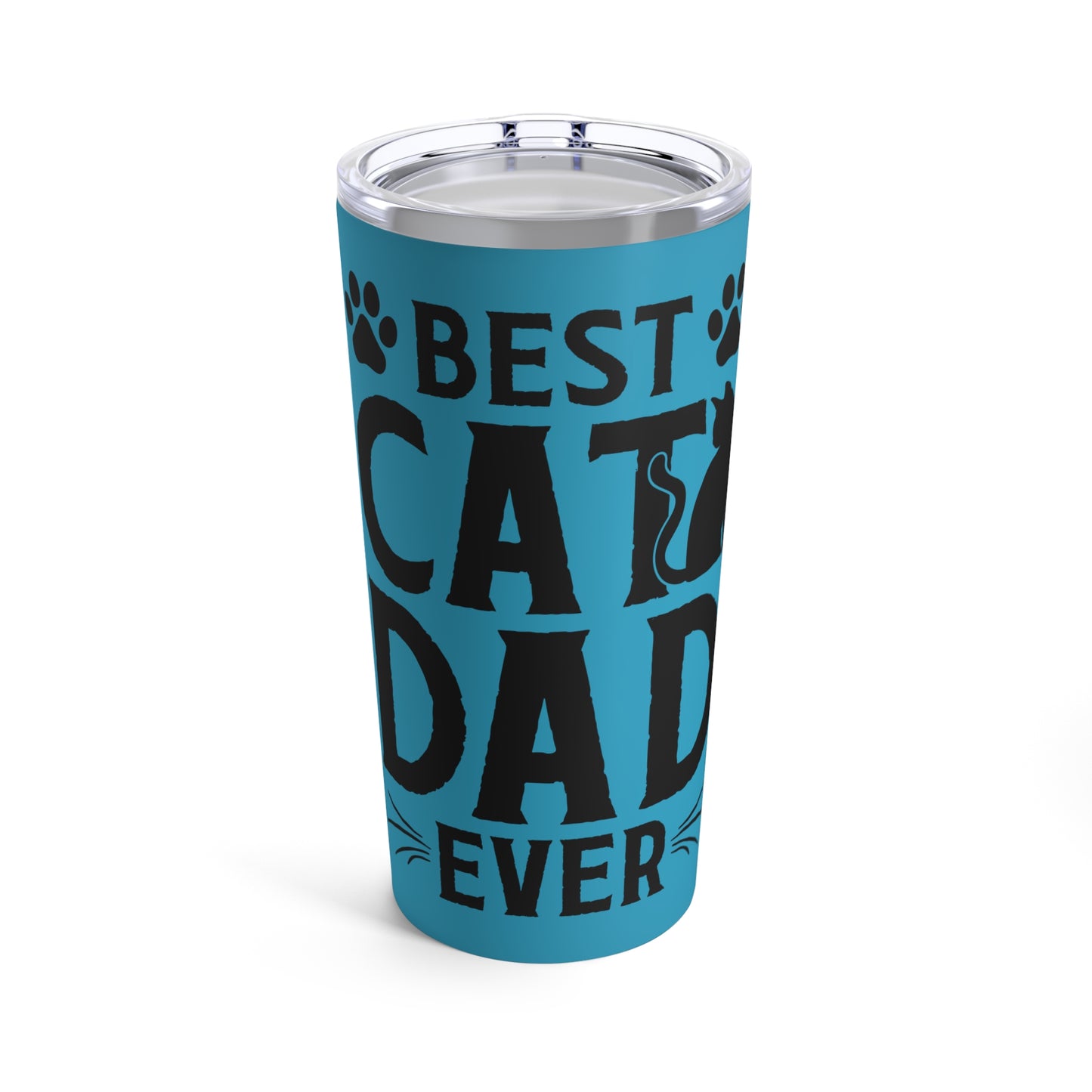 Best Cat Dad Ever Tumbler Blue Background 20oz