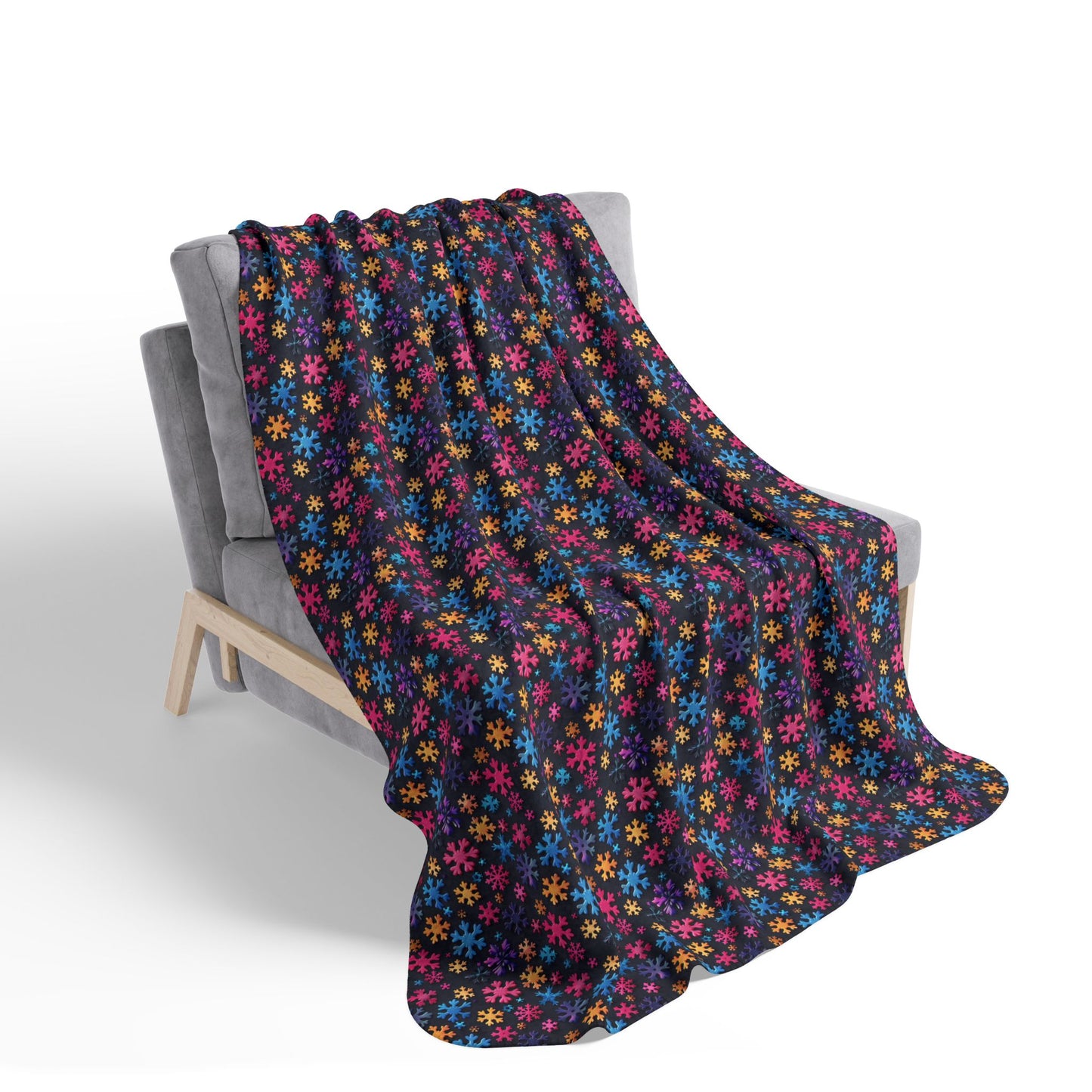 Colorful Snowflakes 3 Fleece Sherpa Blanket