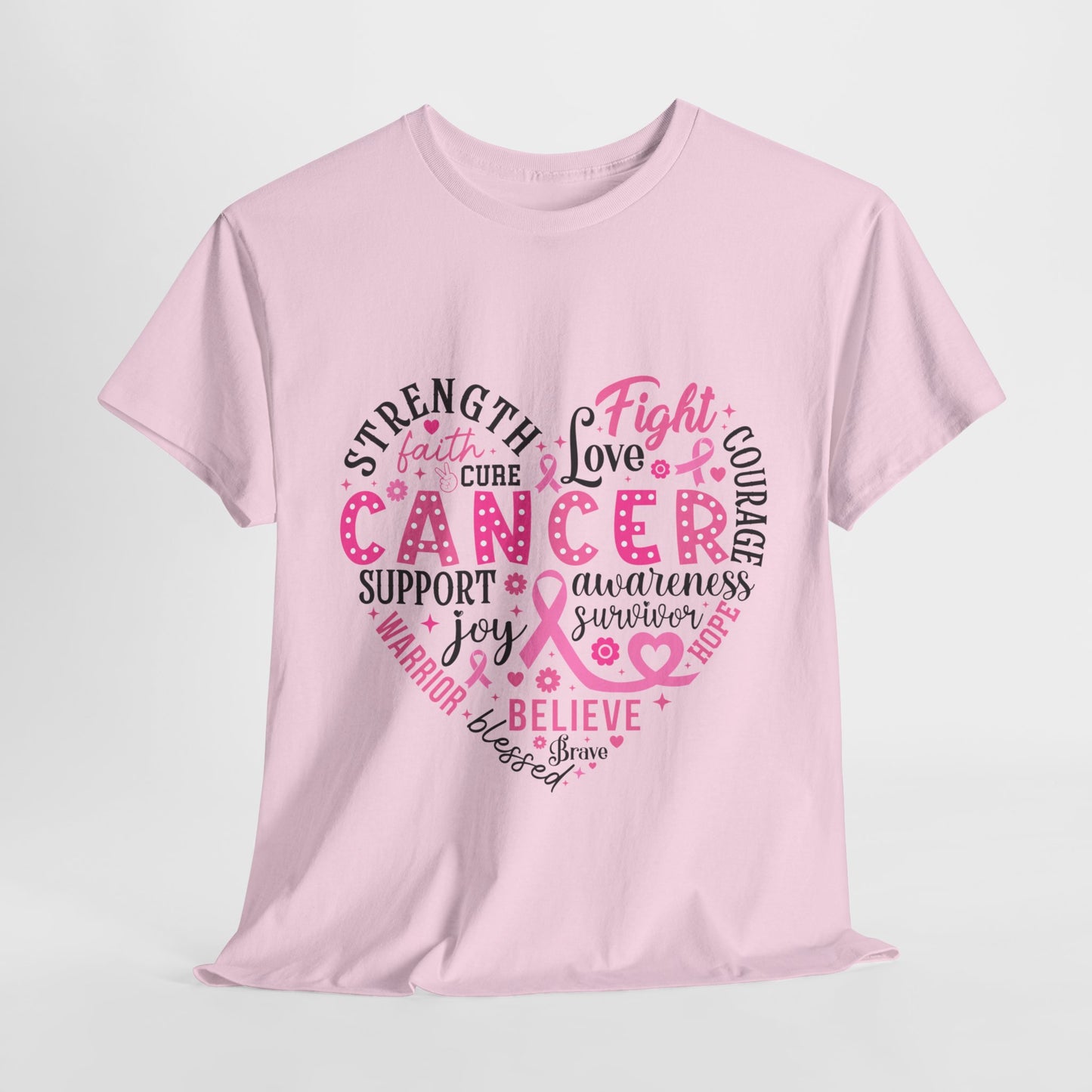 Breast Cancer Awareness Black Lettering Unisex Heavy Cotton Tee