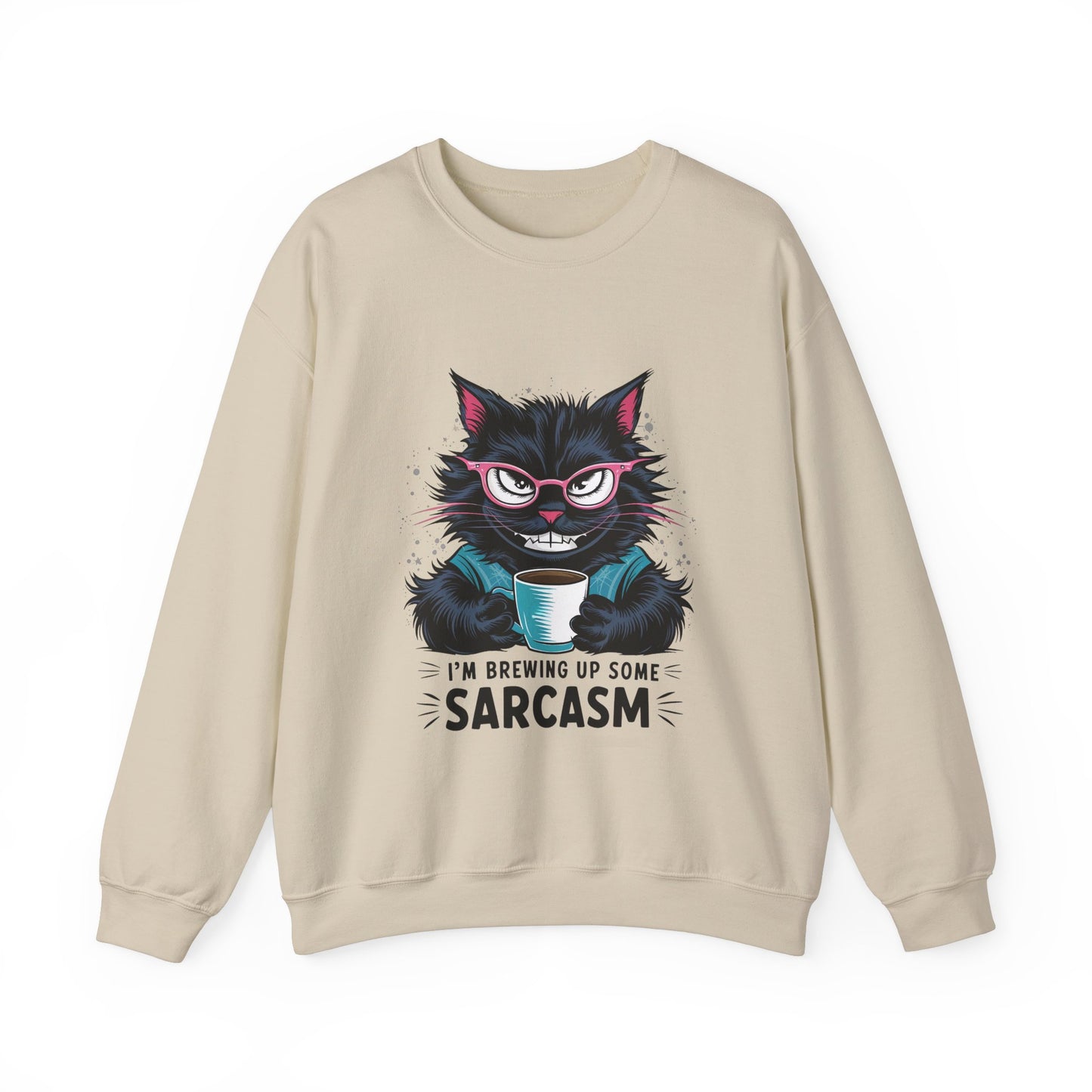 Brewing Up Some Sarcasm Funny Cat Sweatshirt