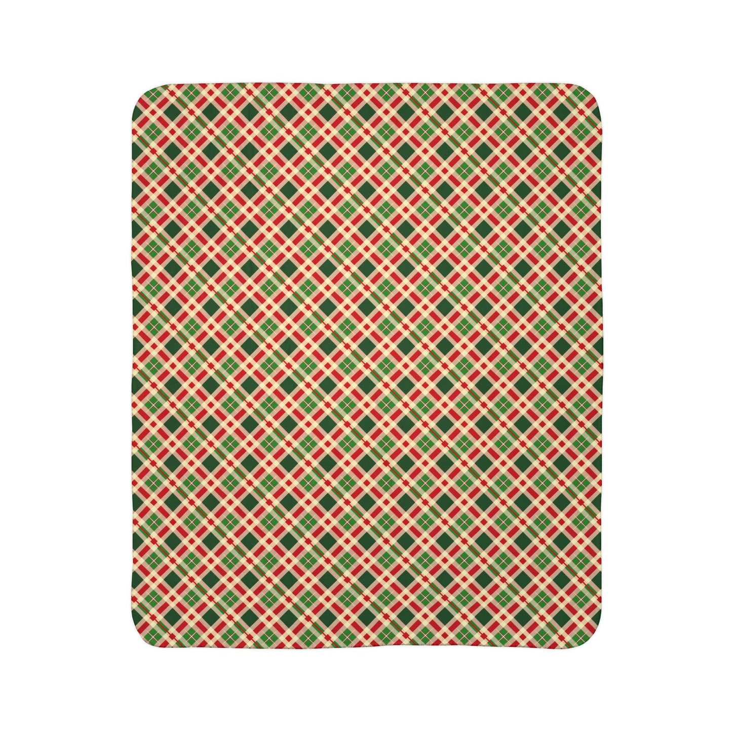 Christmas Plaid 3 Fleece Sherpa Blanket