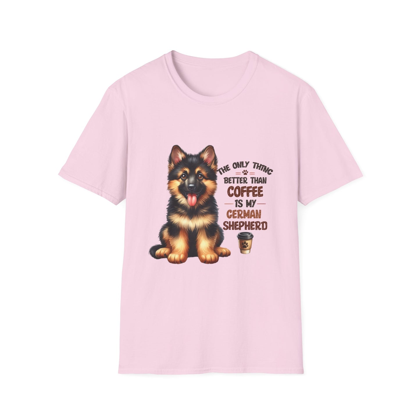 German Shepherd and Coffee Softstyle T-Shirt