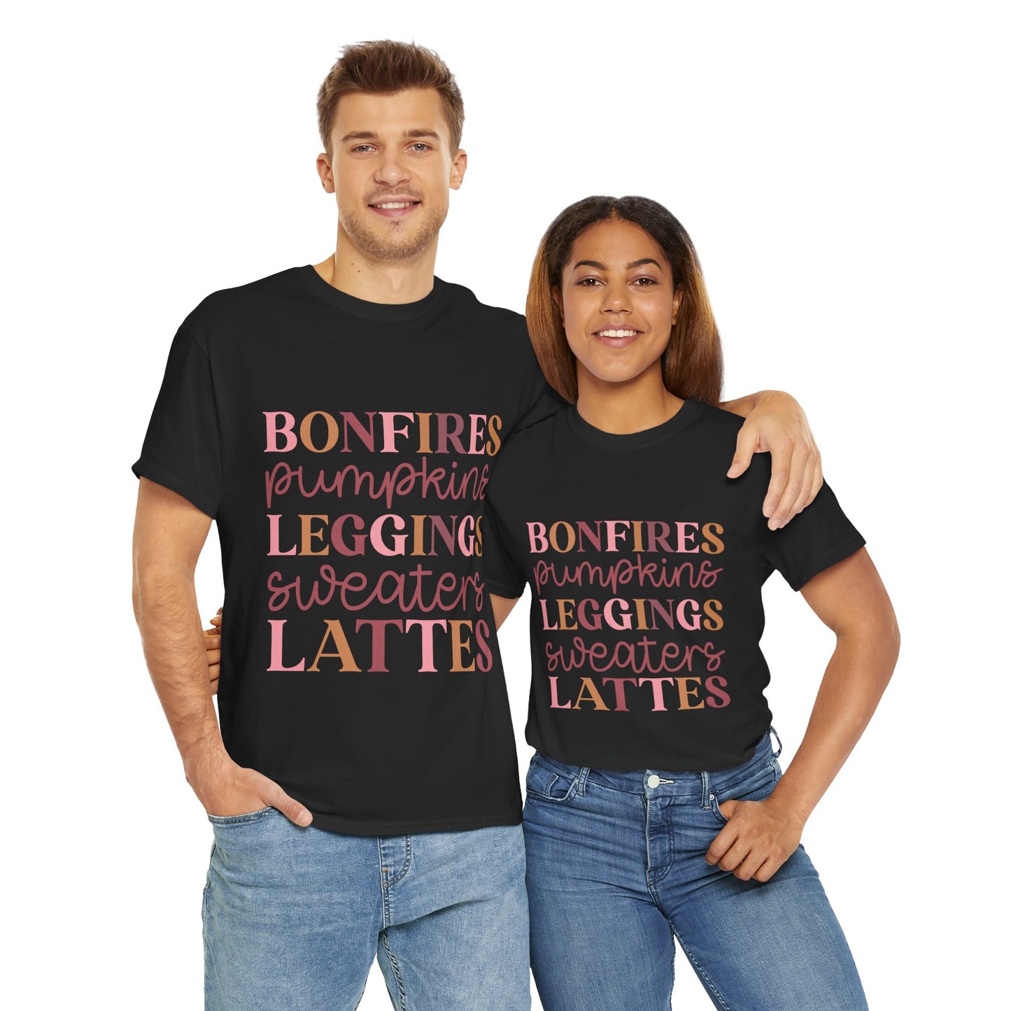 Bonfires Pumpkins Lattes Sweaters Unisex Heavy Cotton Tee