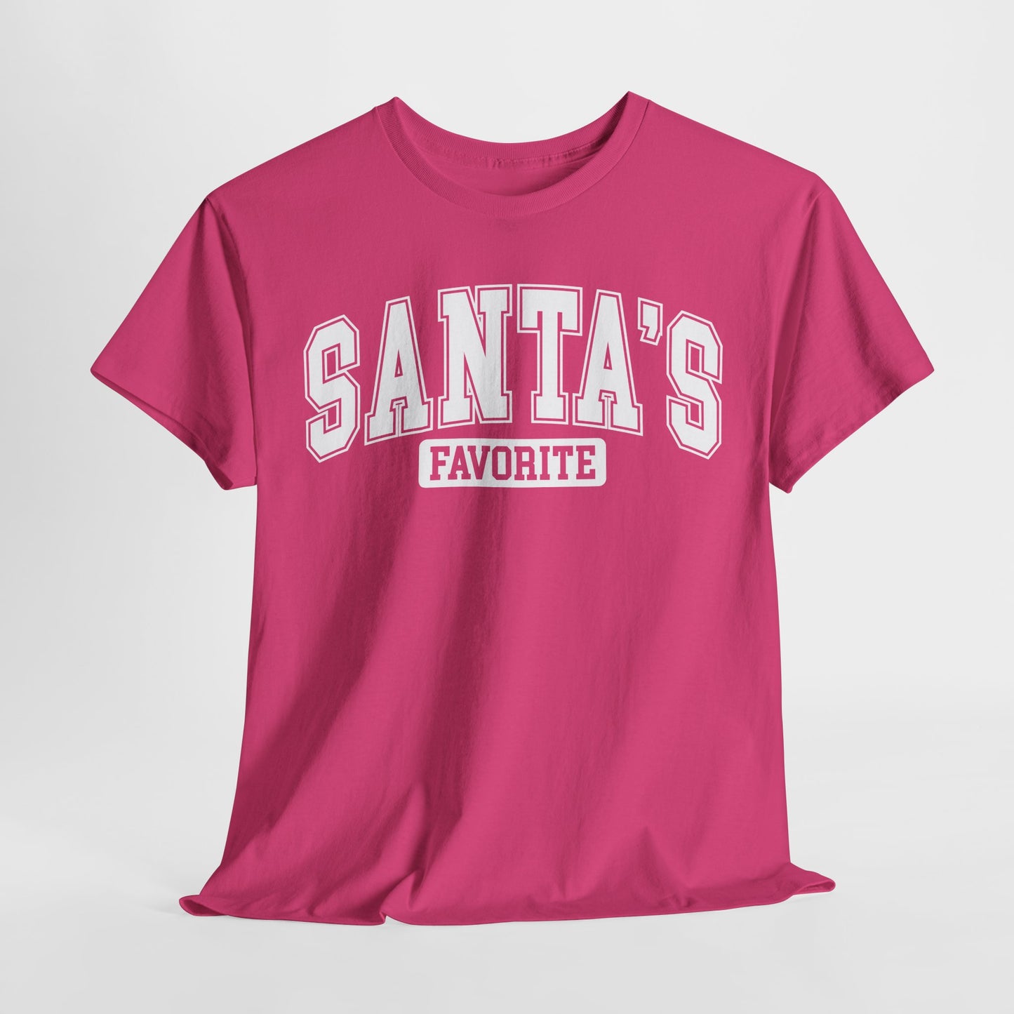 Santa's Favorite White Lettering Christmas Heavy Cotton Tee