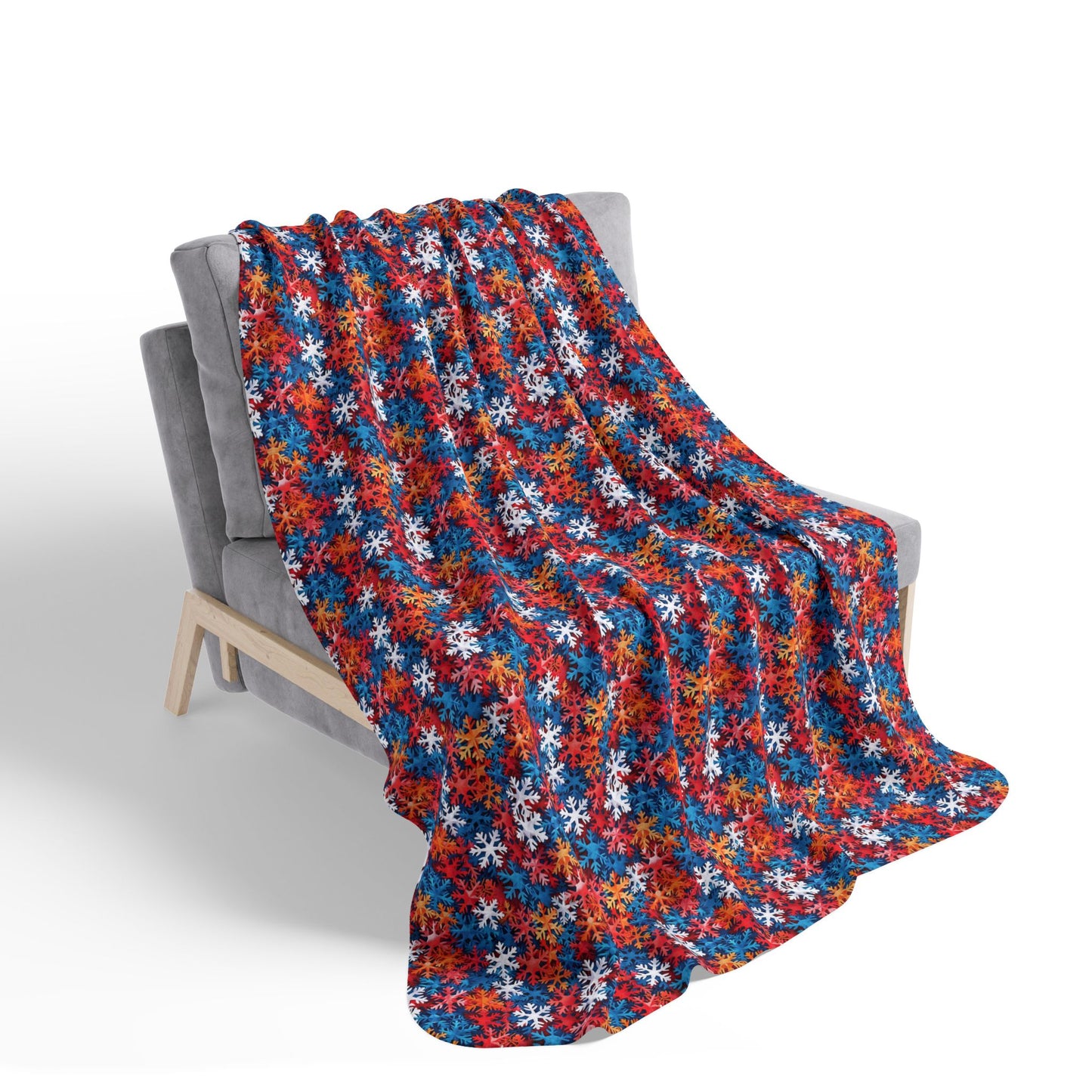 Colorful Snowflakes 2 Fleece Sherpa Blanket