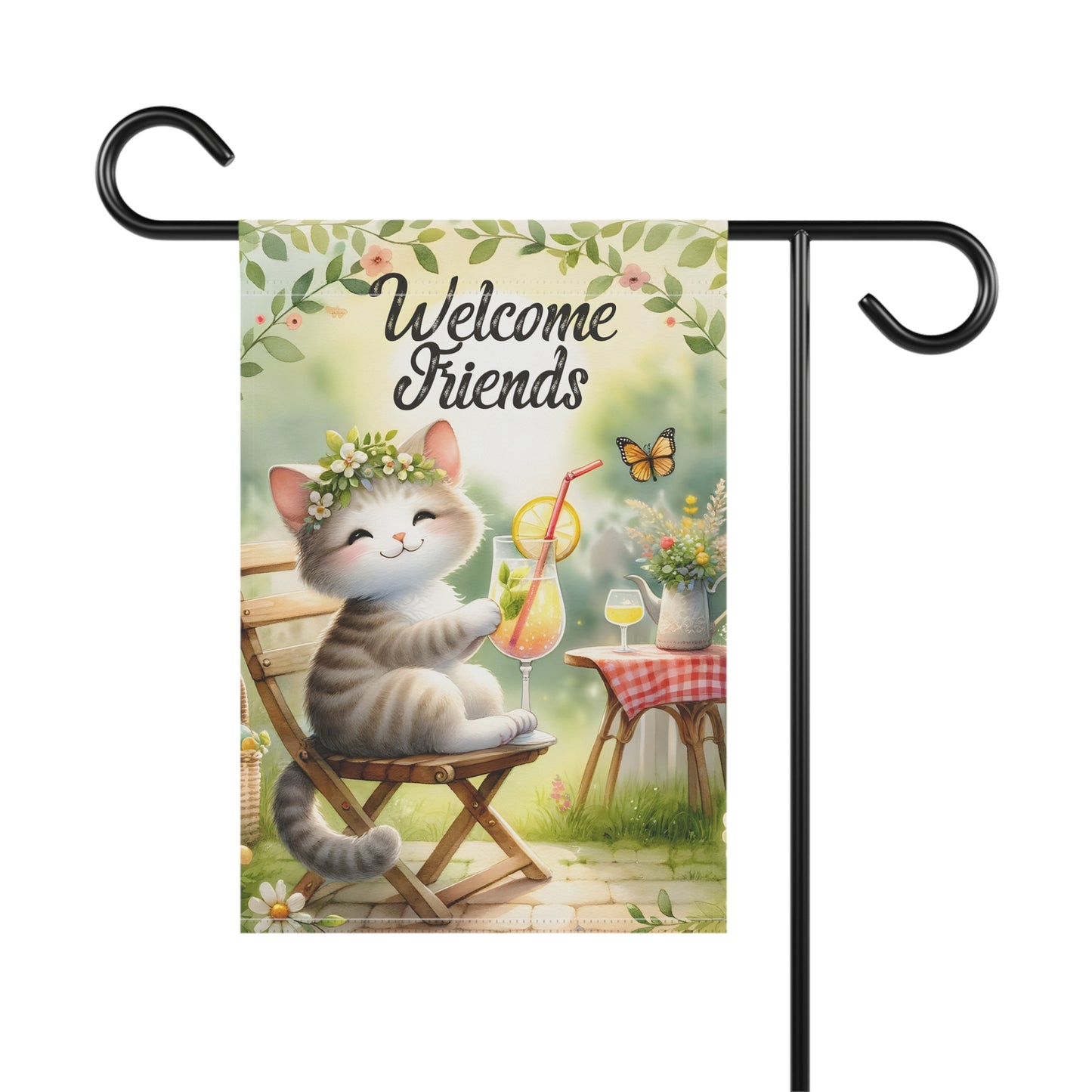 Cat Welcome Friends Garden & House Banner - Style 1