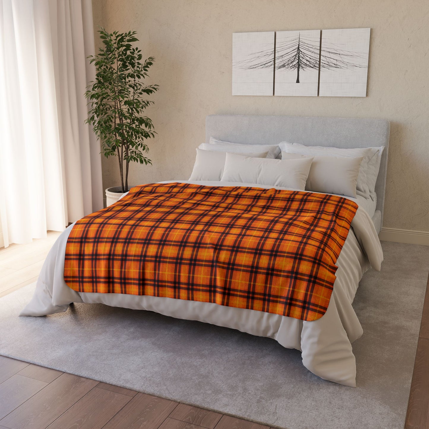 Autumn Plaid 2 Fleece Sherpa Blanket