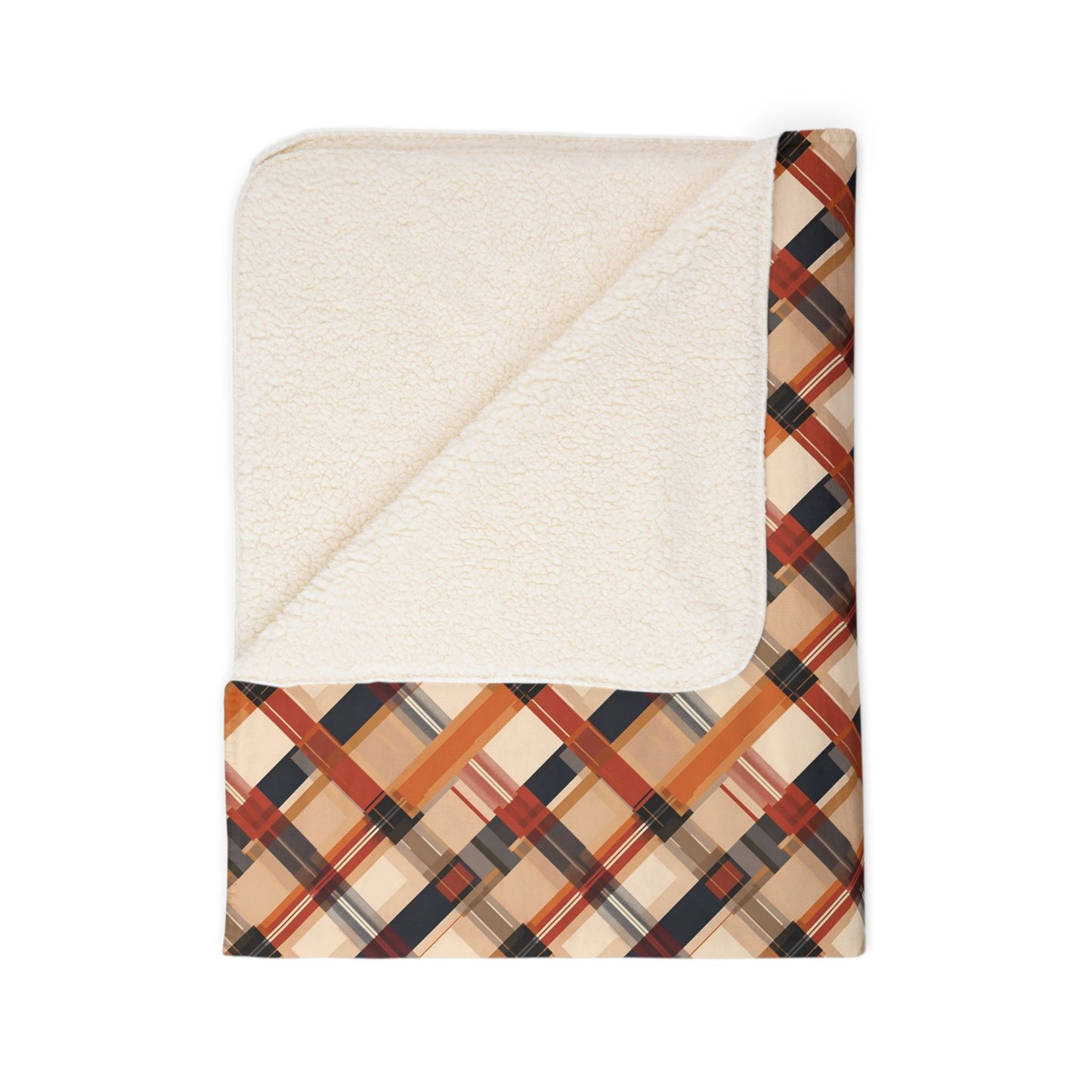 Autumn Plaid 3 Fleece Sherpa Blanket