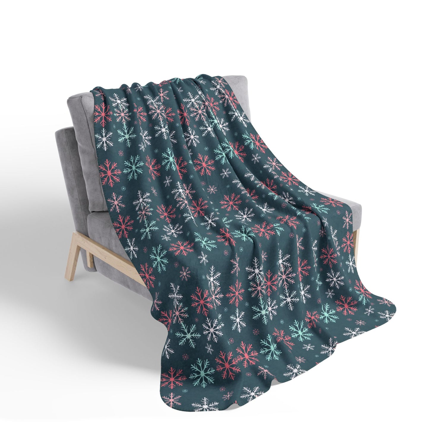 Colorful Snowflakes Fleece Sherpa Blanket