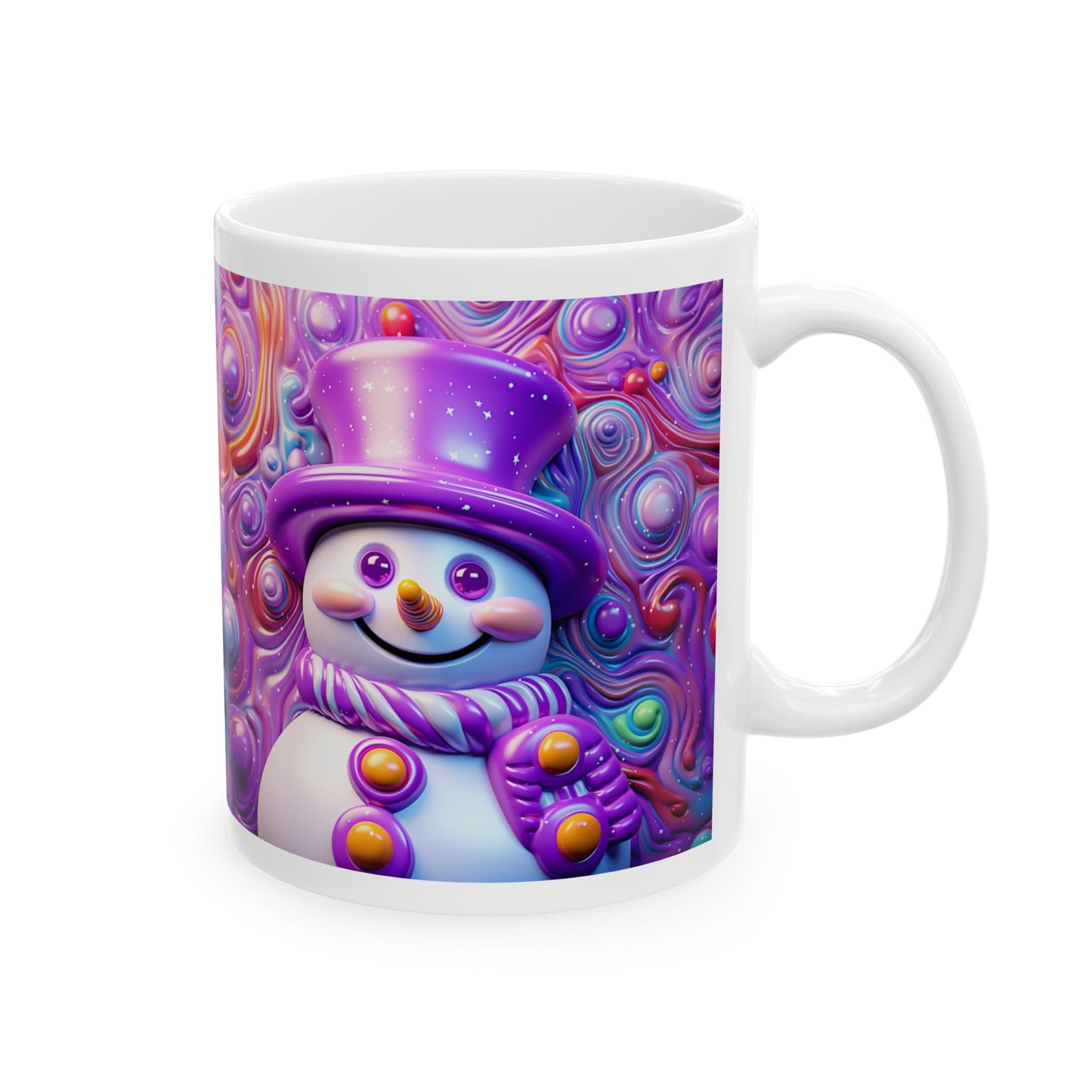 Purple Snowman Ceramic Mug