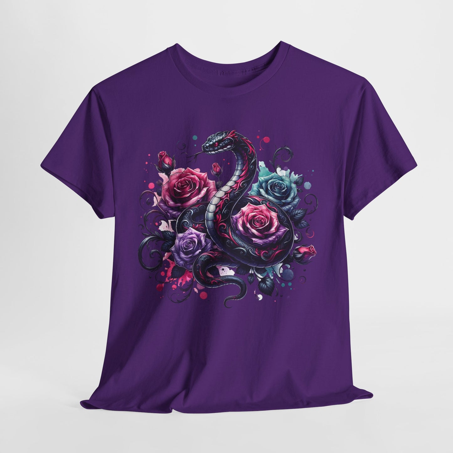 Gothic Snake and Roses Heavy Cotton Tee