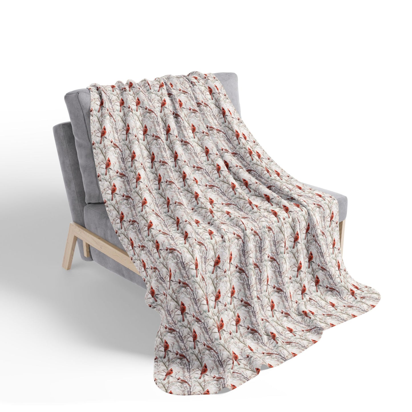 Christmas Cardinals Fleece Sherpa Blanket