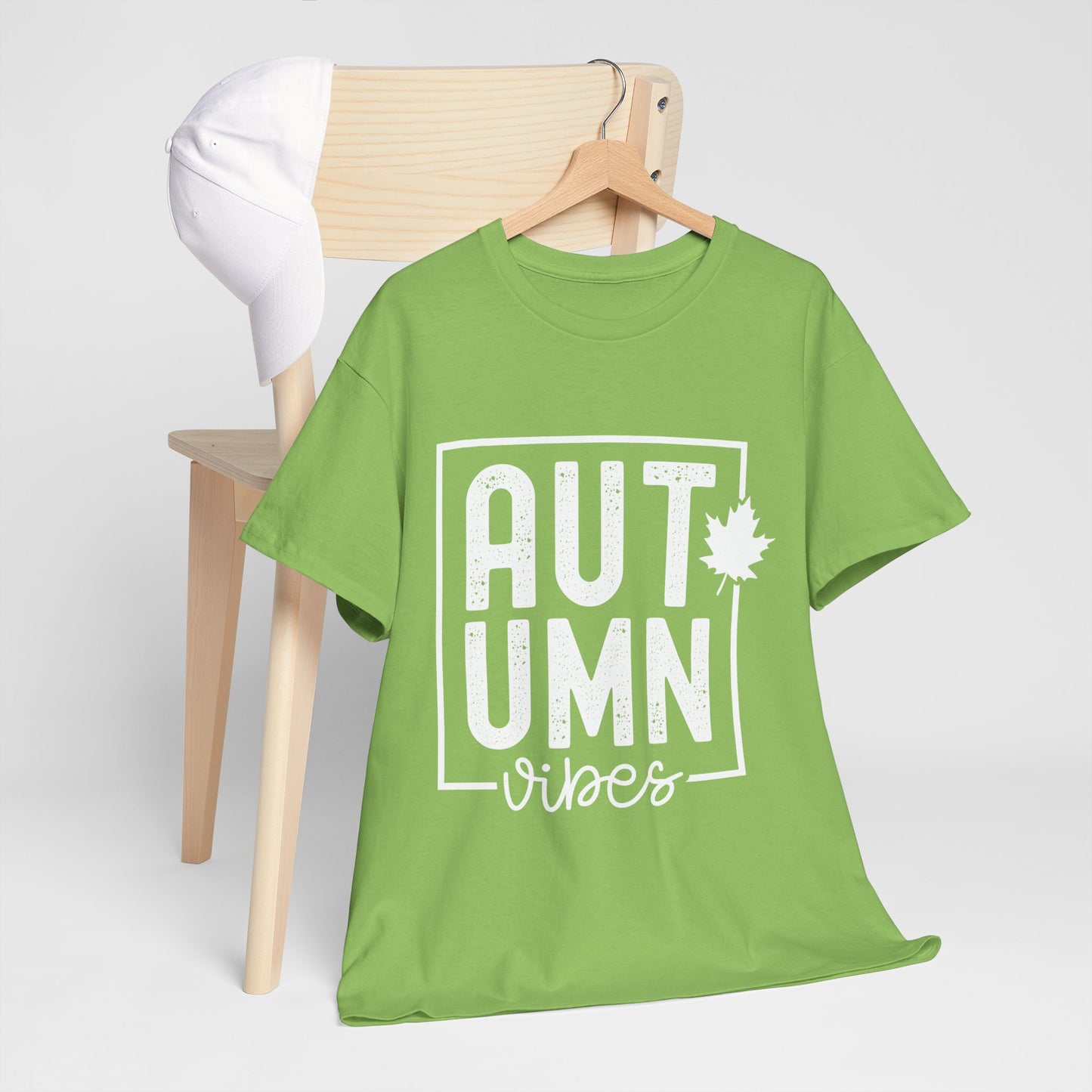 Autumn Vibes White Lettering Unisex Heavy Cotton Tee