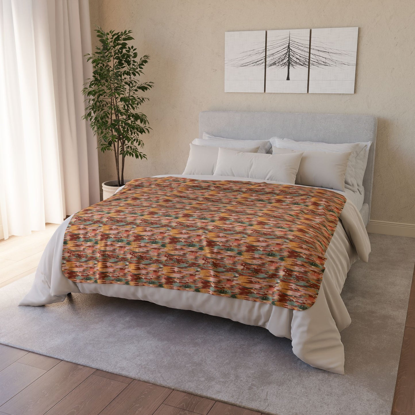 Autumn Abstract 3 Fleece Sherpa Blanket