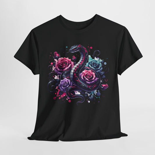 Gothic Snake and Roses Heavy Cotton Tee